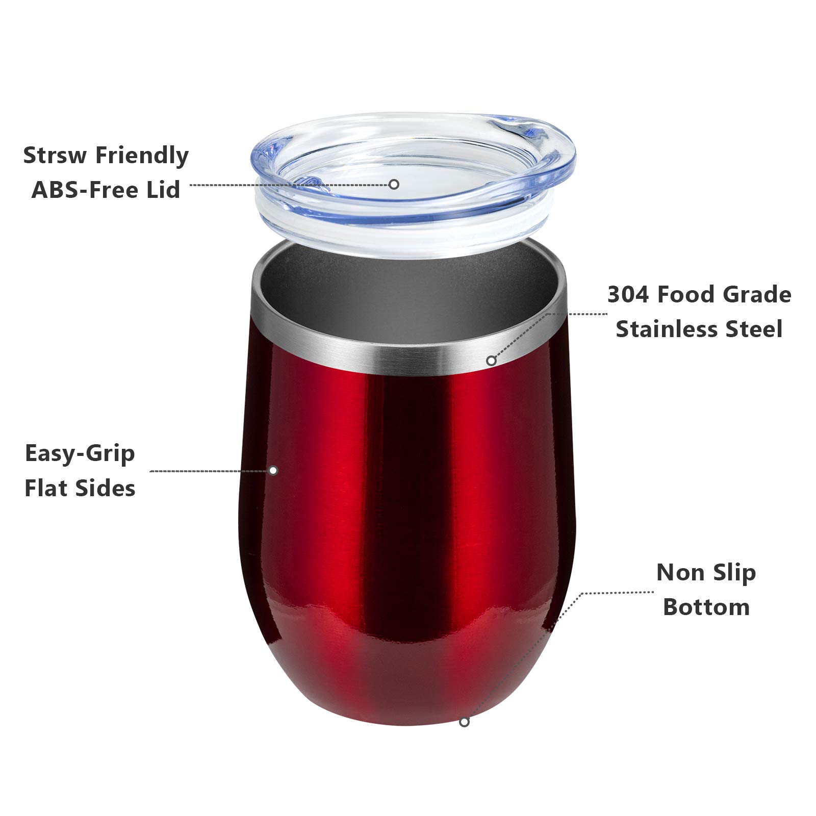 MEWAY 12oz/8 Pack Stainless Steel Wine Tumblers with Lid - Double Wall Vacuum Insulated Travel Cups for Hot & Cold Drinks - Perfect for Wine, Coffee, Cocktails, Gifts (Burgundy, 8-Piece Set) | Great for Outdoor Picnics, Camping, Parties & Home Entertaining
