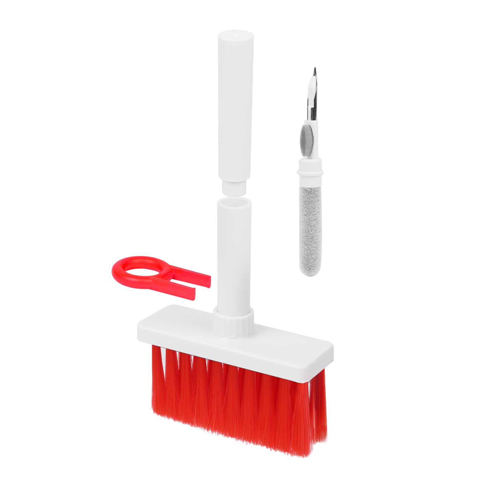 5-in-1 Keyboard Cleaning Kit with Brush, Dust Pen & Keycap Puller - Professional Computer Accessories Cleaner for Keyboard, Earbuds, Laptop, Camera Lens, Earphones & Microphones (Red) - Perfect for Office, Gaming & Electronic Maintenance