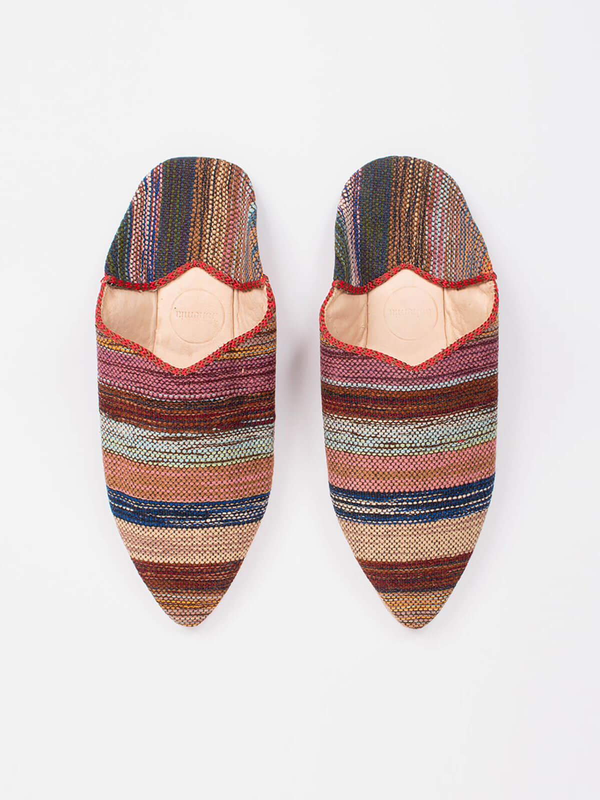 Authentic Moroccan Boujad Pointed Babouche Slippers - Handmade Atlas Stripe Design | Comfortable House Shoes for Men & Women | Perfect for Home, Lounge & Cultural Events