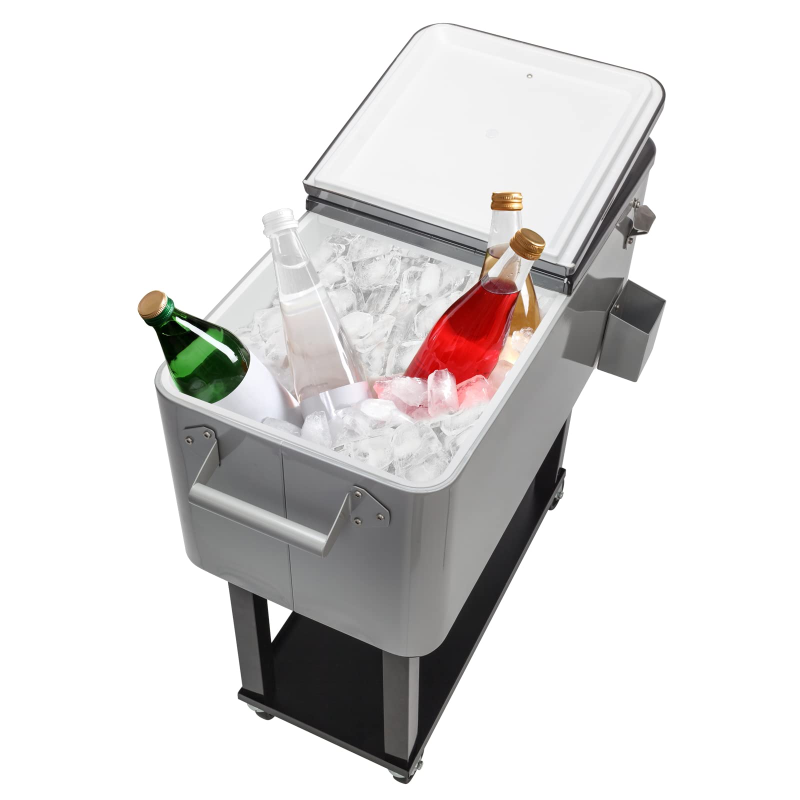 Henf 80 Quart Rolling Cooler with Wheels - Portable Ice Chest for Outdoor Parties, Camping & Tailgating - Features Shelf, Bottle Opener & Cart Design - Perfect for Backyard BBQs, Beach Trips & Sporting Events