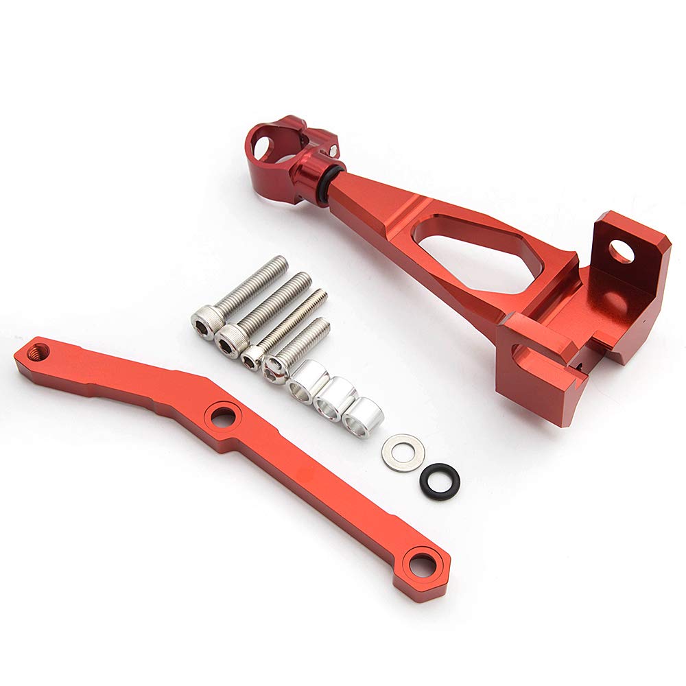 Adjustable Motorcycle Steering Damper Stabilizer - Safety Control Kit with Mounting Bracket for Yamaha MT-09 FZ09 (2013-2020) | Red | Improves Handling & Reduces Wobble at High Speeds