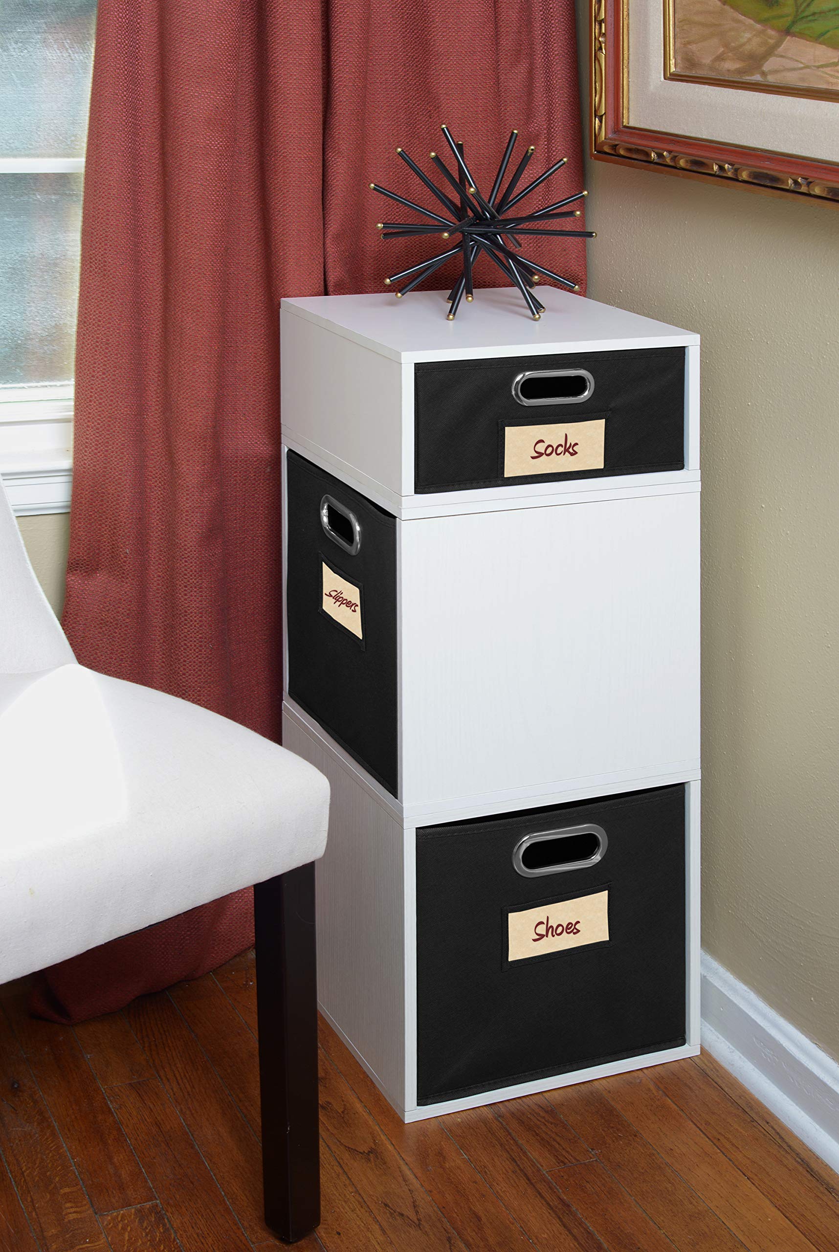 Premium Niche Cubo Deluxe Storage Set with Full & Half Size Cubes (2+1) - White | Modular Organizer for Closet, Nursery, Office & Living Room Storage Solutions