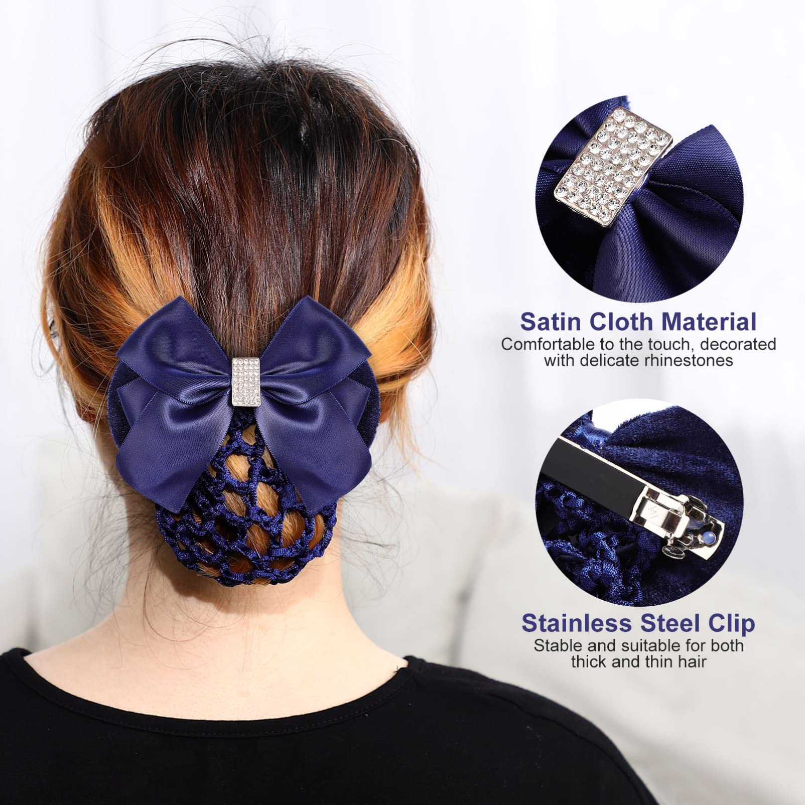 Beaupretty 3-Piece Women's Hair Bun Cover Set - Snood Hair Nets, Bowknot Hair Clips & Bun Covers for Girls & Ladies | Perfect for Weddings, Parties, Prom & Daily Styling