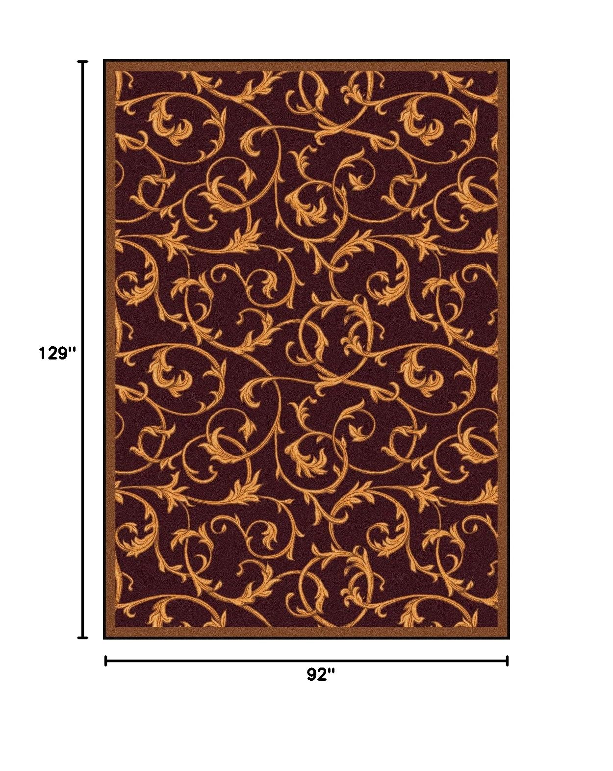Joy Carpets Any Day Matinee Acanthus Theater Area Rug - Burgundy Red - Perfect for Home Theater, Living Room & Bedroom Decor