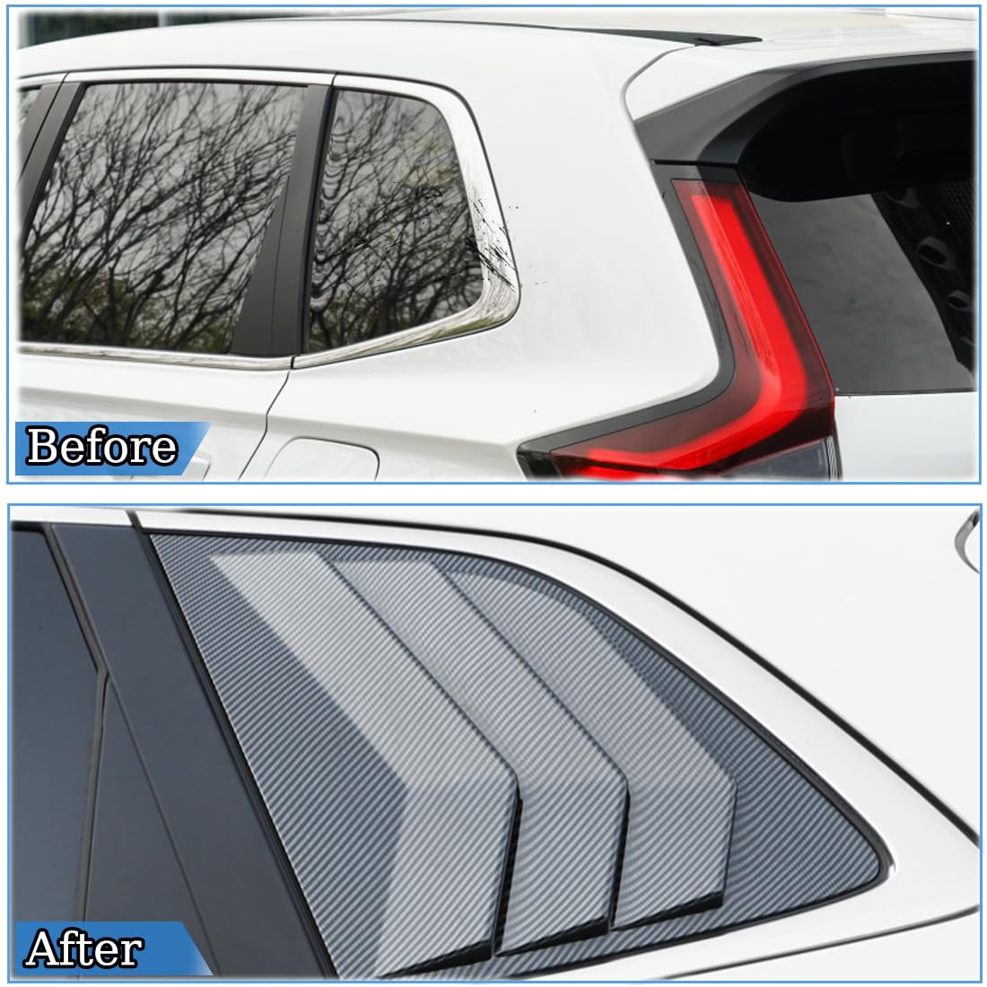 2Pcs Rear Side Window Louvers Air Vent Scoop Shades for Honda CRV CR-V 2023 2024 2025 - ABS Carbon Fiber Style Interior Accessories | Sporty Upgrade & Sun Protection for SUV Windows