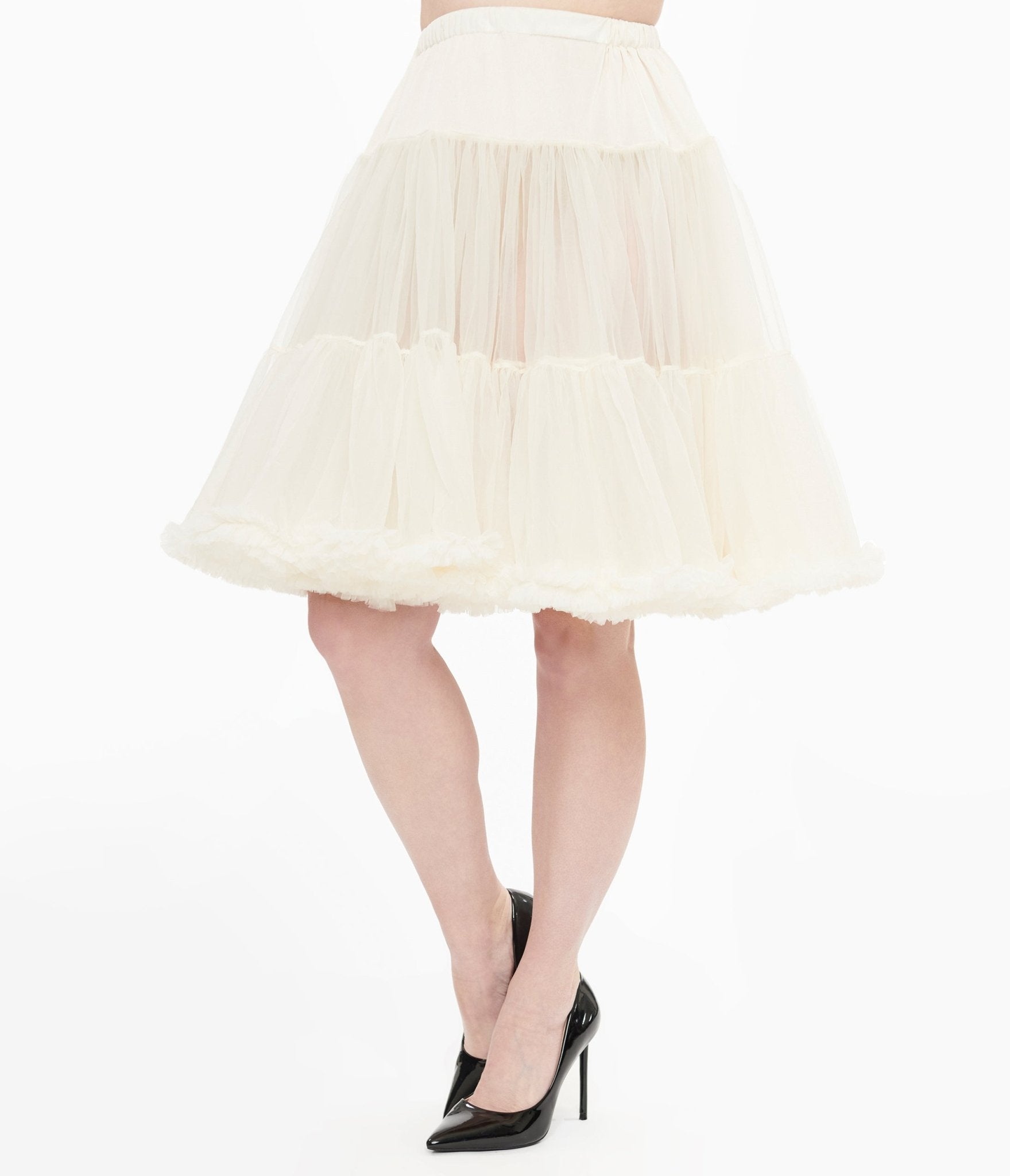 Vintage 1950s Ivory Retro Ruffled Petticoat Crinoline - Classic 50s Style Full Slip Underskirt for Pinup, Rockabilly, Swing Dance & Wedding Attire