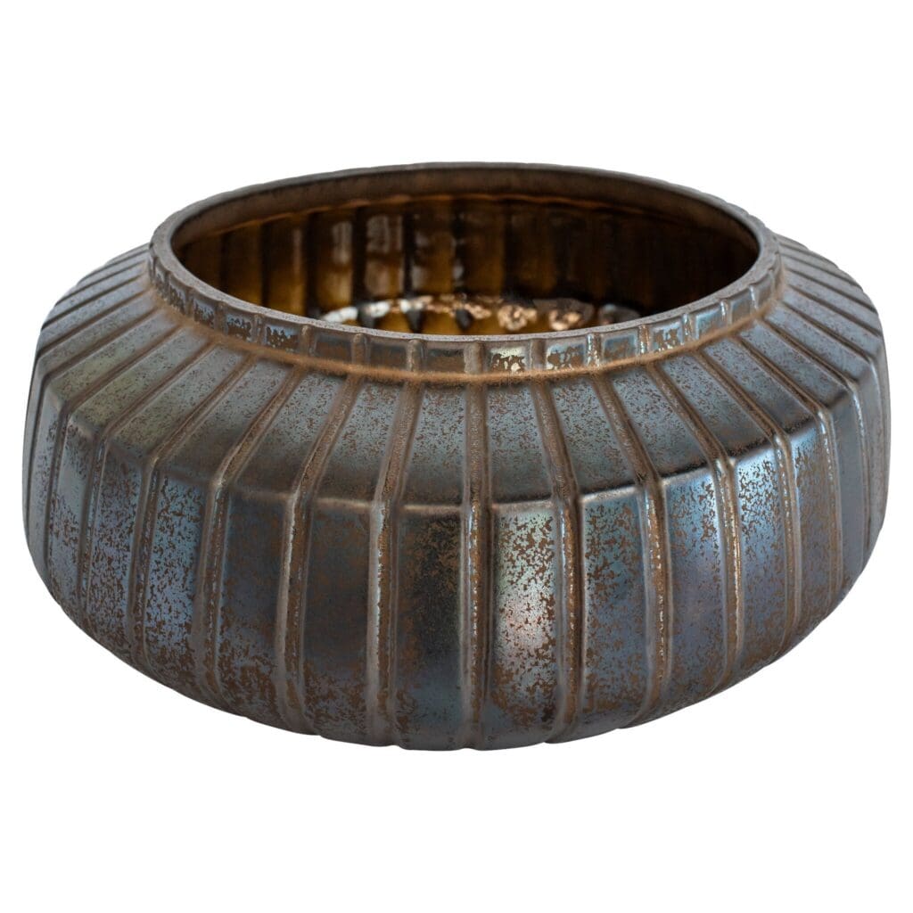Cyan Design 11775 Ribbed Sweater Bowl - Crystal Bronze Glass Serving Bowl for Fruits, Desserts & Centerpieces | Elegant Home Decor & Party Serving Dish