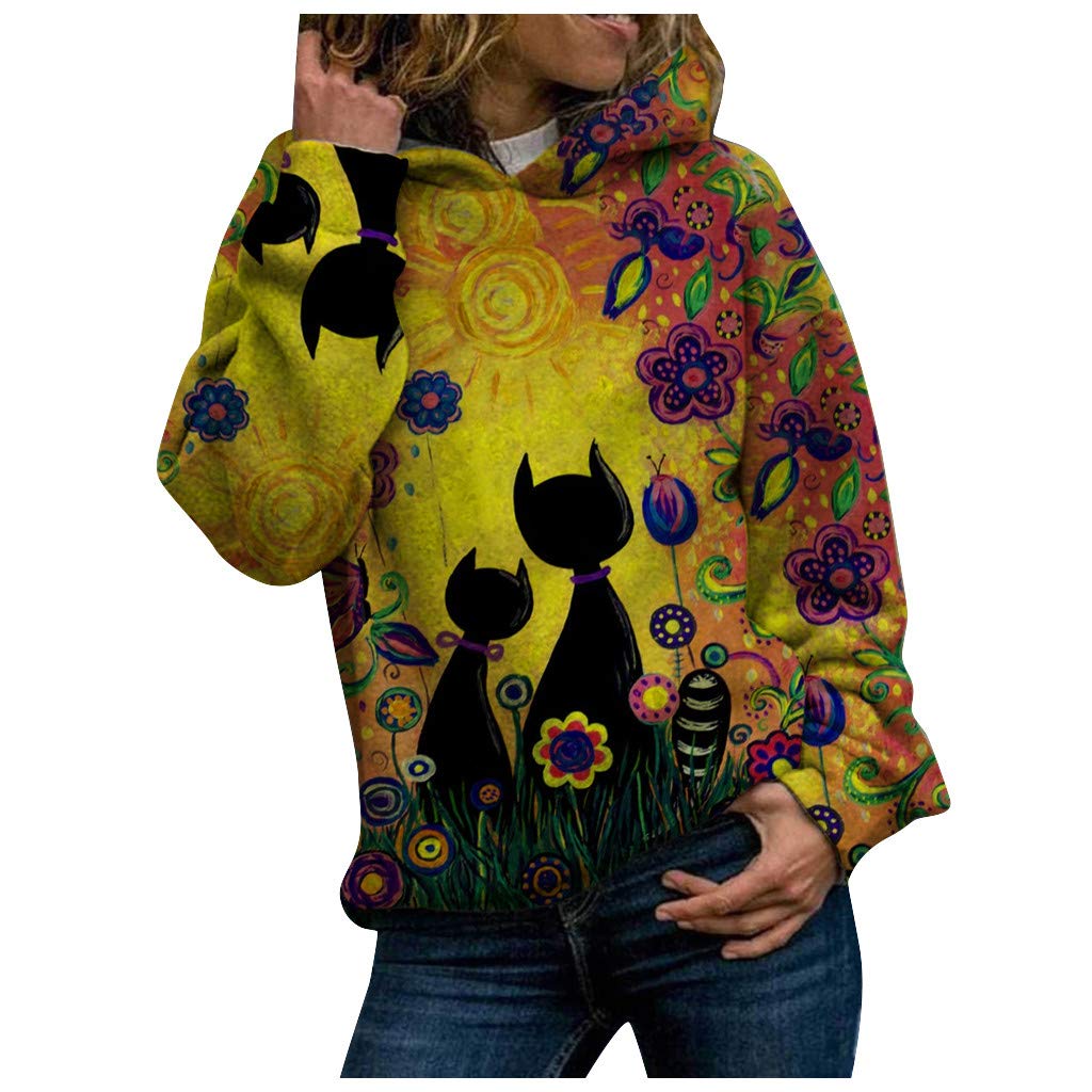 Women's Animal Print Hooded Sweatshirt - Long Sleeve Pullover Blouse for Casual Wear & Workout | Gym, Running, Yoga, Street Fashion