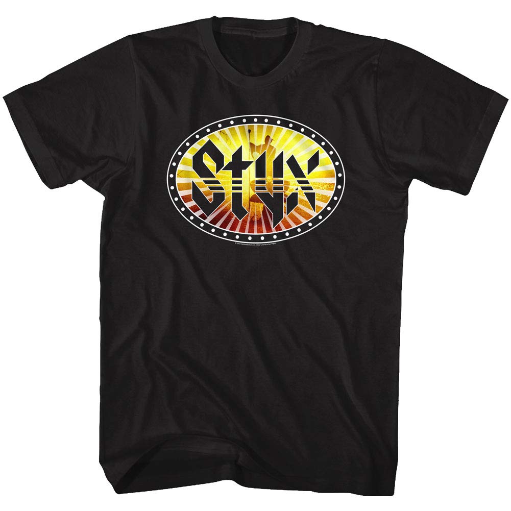 Styx 1972 Rock Band Vintage Wooden Nickel On Stage Bright Lights Graphic T-Shirt for Men & Women - Perfect for Concerts, Music Festivals & Rock Fans