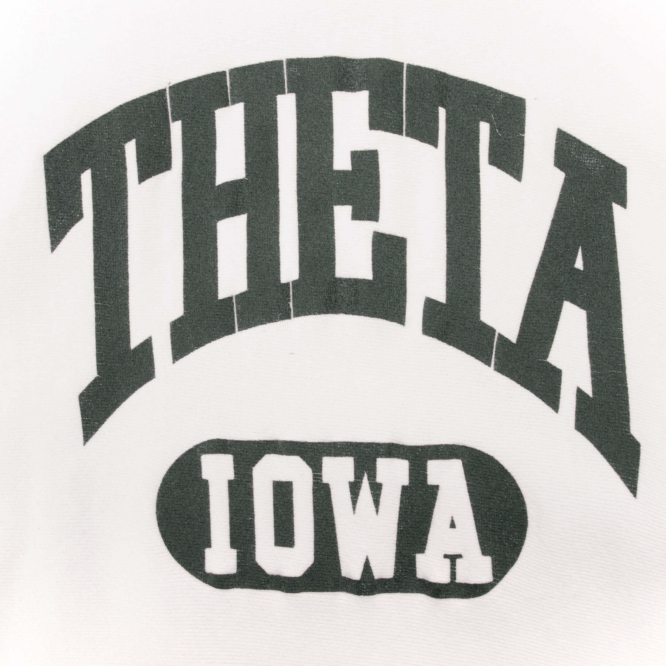 Vintage Champion Reverse Weave Theta Iowa White Sweatshirt 1980s XL Made in USA - Retro College Style for Casual Wear & Street Fashion