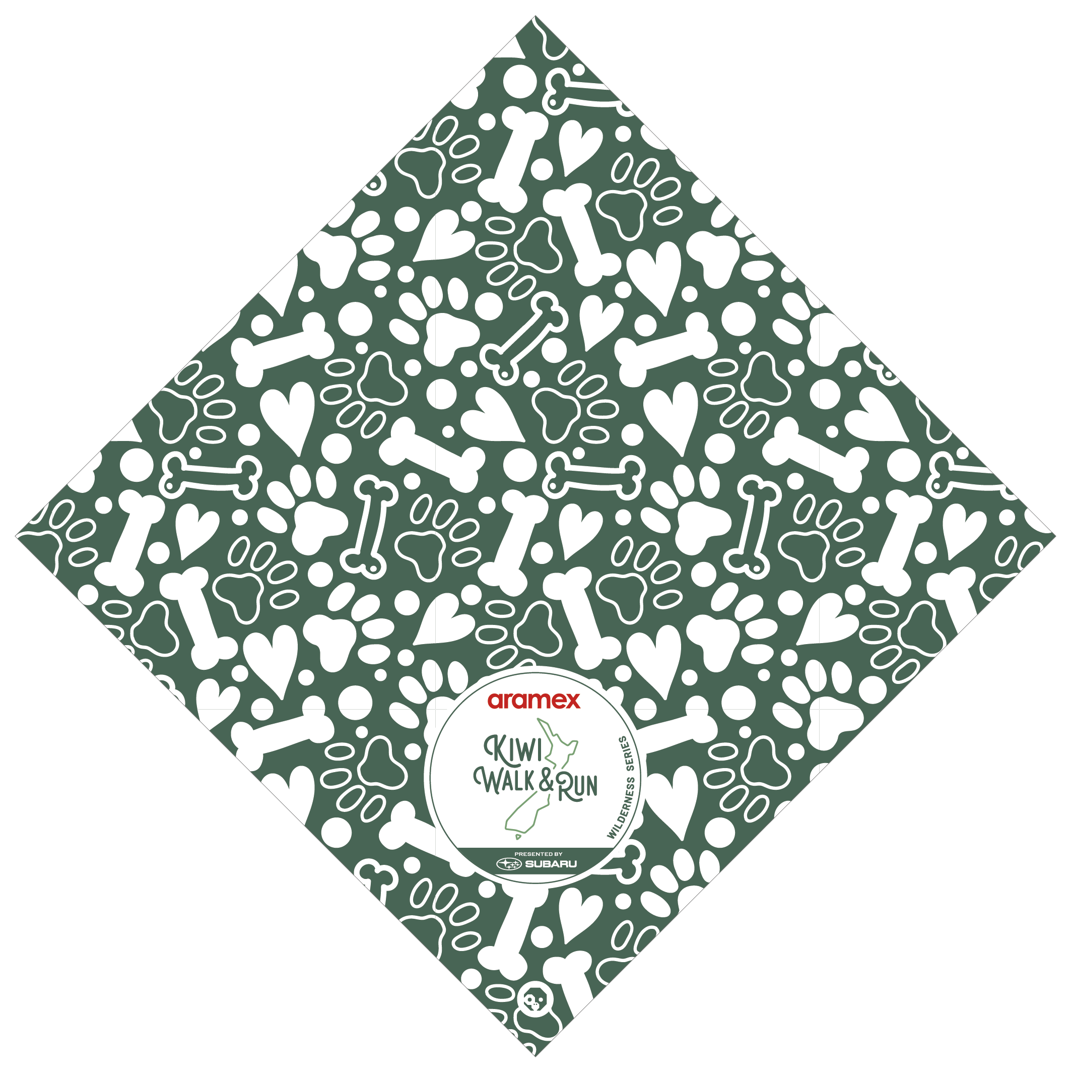 Premium Dog Bandana with Bones Design in Green - Perfect for Pet Parties, Holidays & Outdoor Adventures