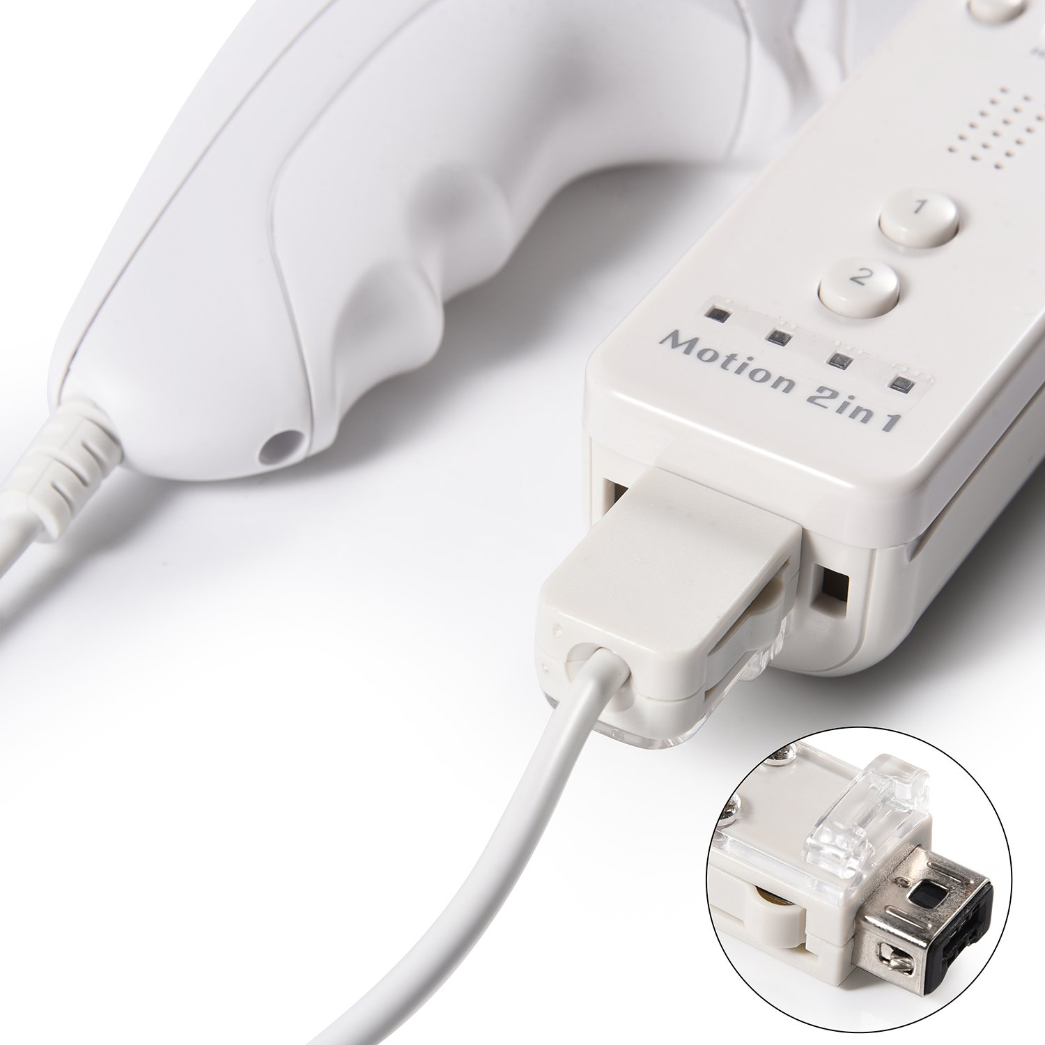 4 Pack White Wii Nunchuk Controller Replacement - Compatible with Wii & Wii U Console - Perfect for Mario Kart, Wii Sports & Family Gaming Parties