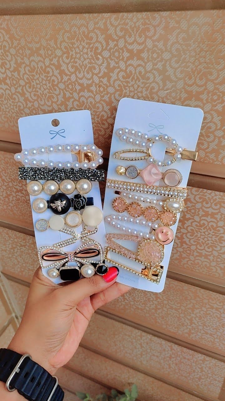 SIA VENDORS® Handmade Pearl Hair Clips - Elegant Alligator Bobby Pins & Barrettes for Women & Girls (16-Piece Set, Barbie Pink) - Perfect for Weddings, Parties & Everyday Hair Styling