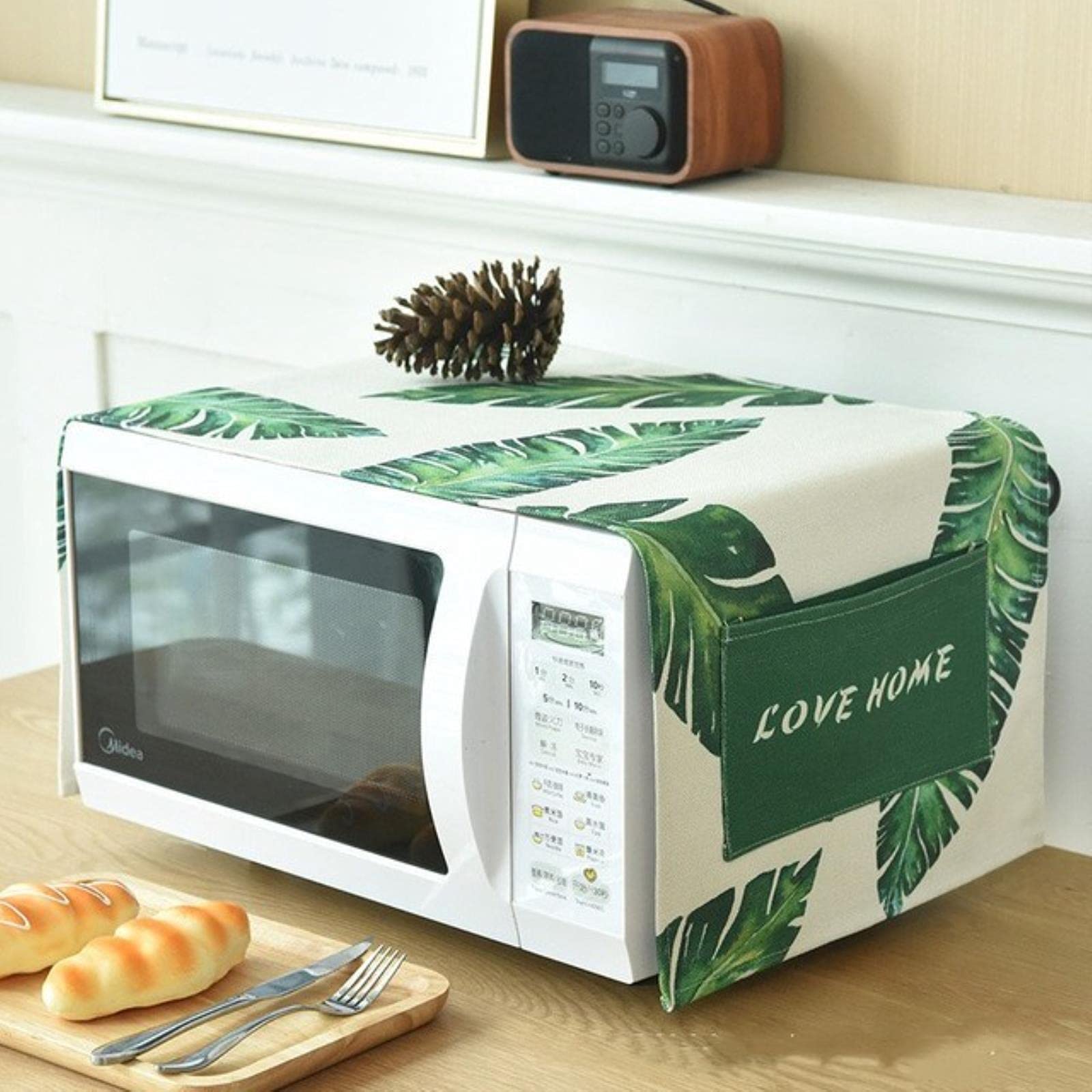 Premium Shawari Cotton Linen Microwave Cover - Waterproof Kitchen Accessory for Dust Protection | Perfect for Home, Dorm & Office Use