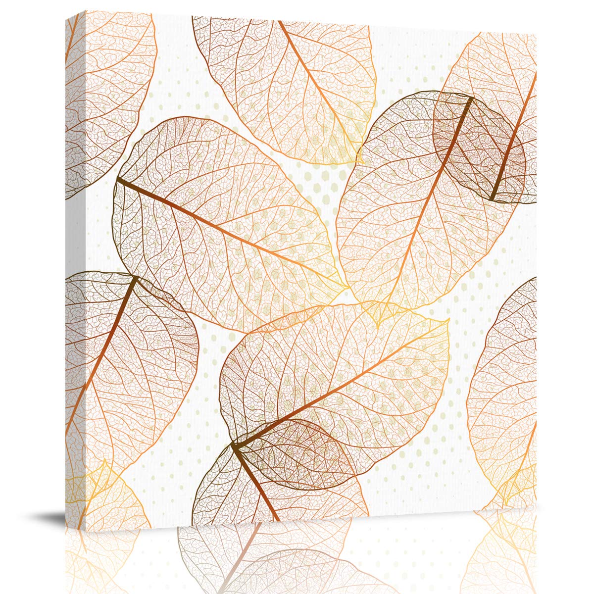 24x24 Inch Framed Canvas Wall Art - Beautiful Leaves Print for Bathroom, Living Room & Office Decor | Modern Home & Workspace Wall Decorations