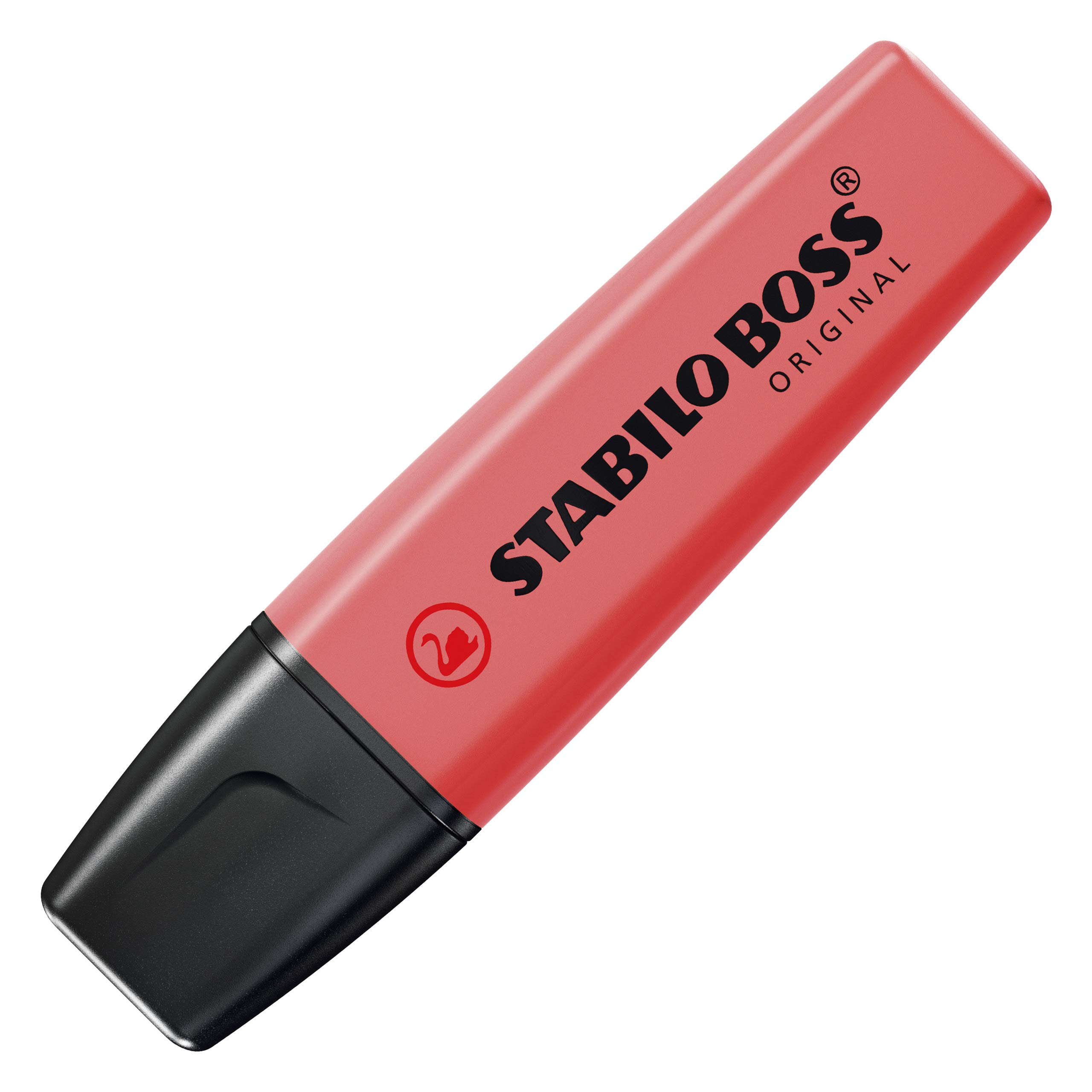 STABILO Boss Original Highlighter Pens - Set of 4 Refillable Red Markers for Office, School & Study Note Taking - 70/4-40 Chisel Tip Highlighters