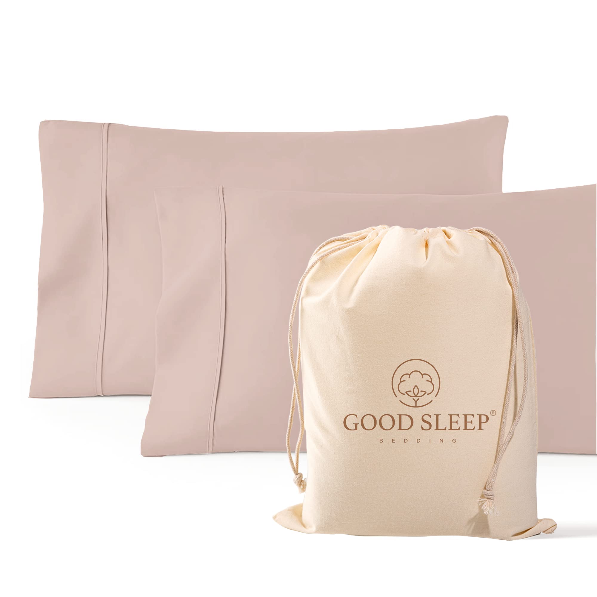 1000 TC Blush Standard Pillowcases Set of 2 - 100% Egyptian Cotton Pillow Covers with Long Staple Cotton & Sateen Weave | Ultra Soft Hotel-Quality Bedding for Comfortable Sleep | Perfect for Master Bedrooms, Guest Rooms & Luxury Hotels
