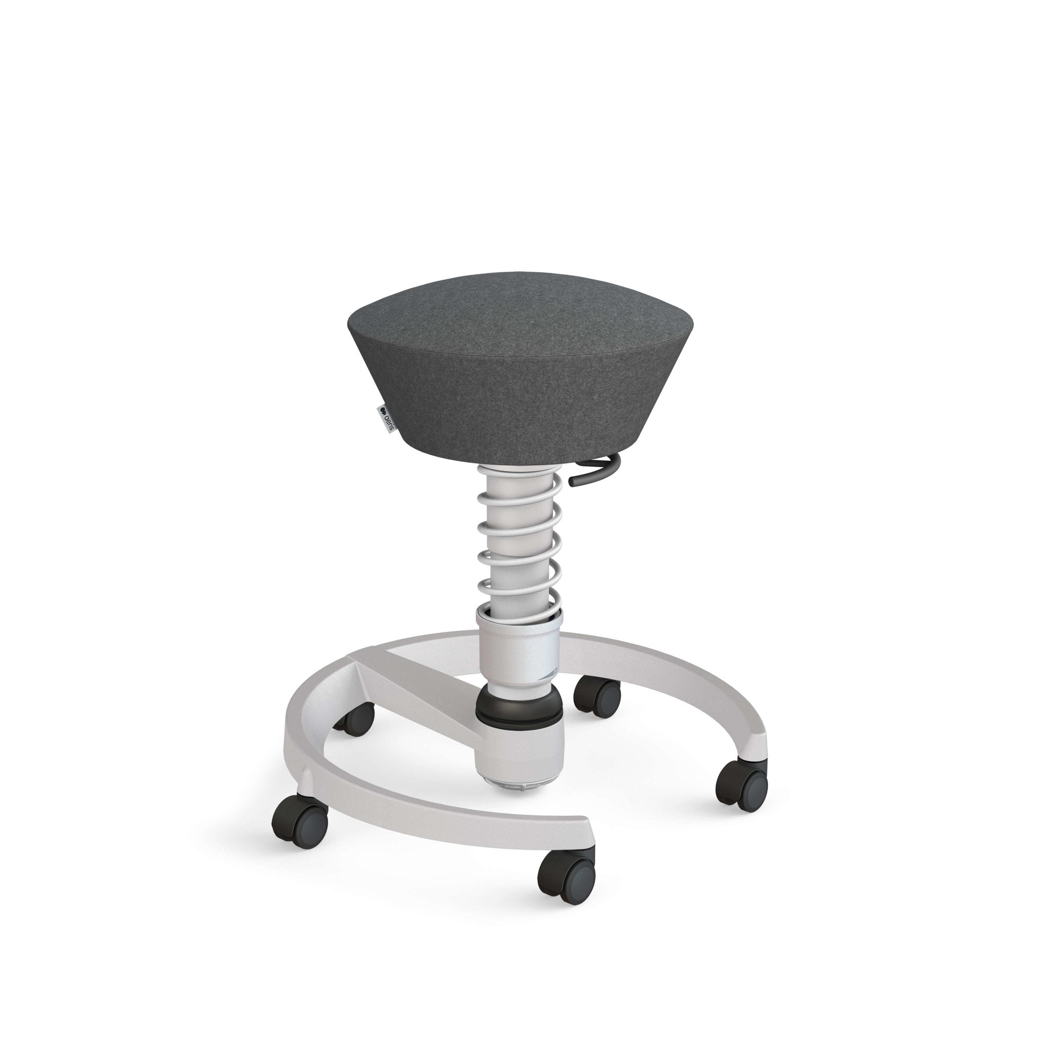 Aeris Swopper Active Sitting Stool with Casters - Light Grey Metallic Finish for Office, Home & Ergonomic Workspace