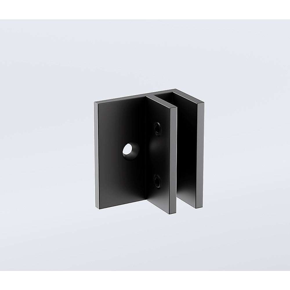 Frameless Corner Shower Screen 47x39 Inch with Black Brackets & Brass Hinges, Round Knob Handle - Waterproof Bathroom Glass Enclosure for Modern Walk-in Showers
