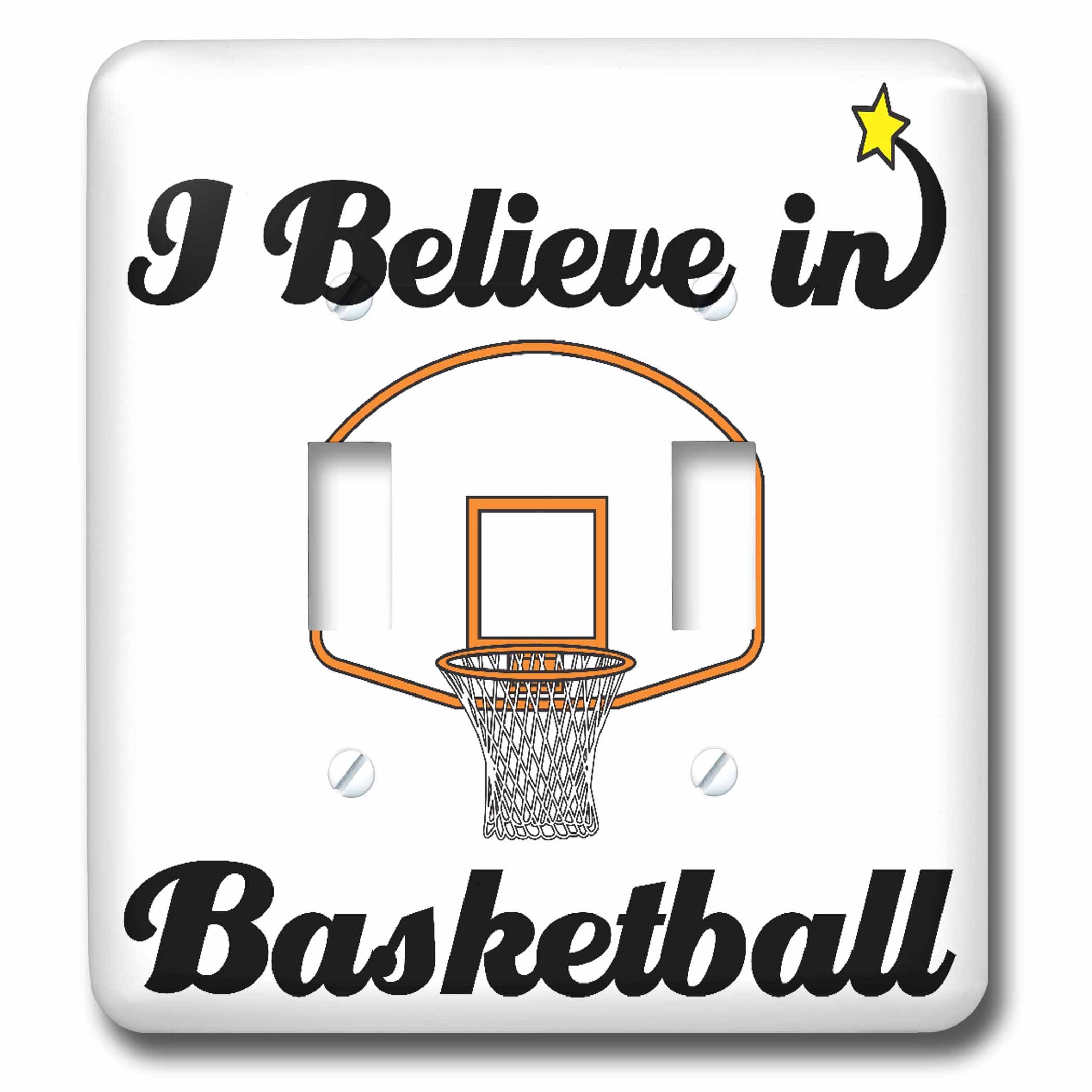 3D Basketball Double Toggle Switch - I Believe in Basketball Theme - Multicolor Light Switch Cover for Sports Fans & Home Decor