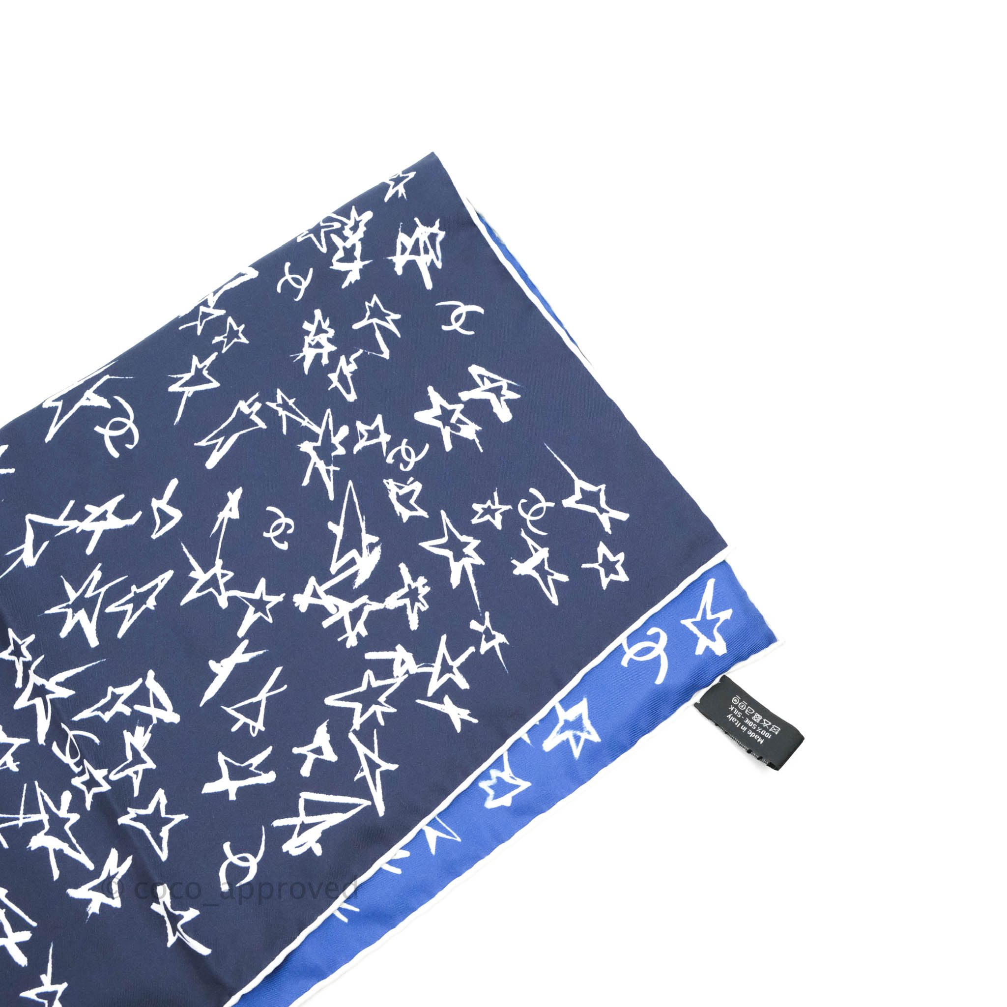 Chanel Blue Silk Scarf Scrunchies Hair Accessories for Women - Luxury Hair Bands for Ponytails, Buns & Everyday Style