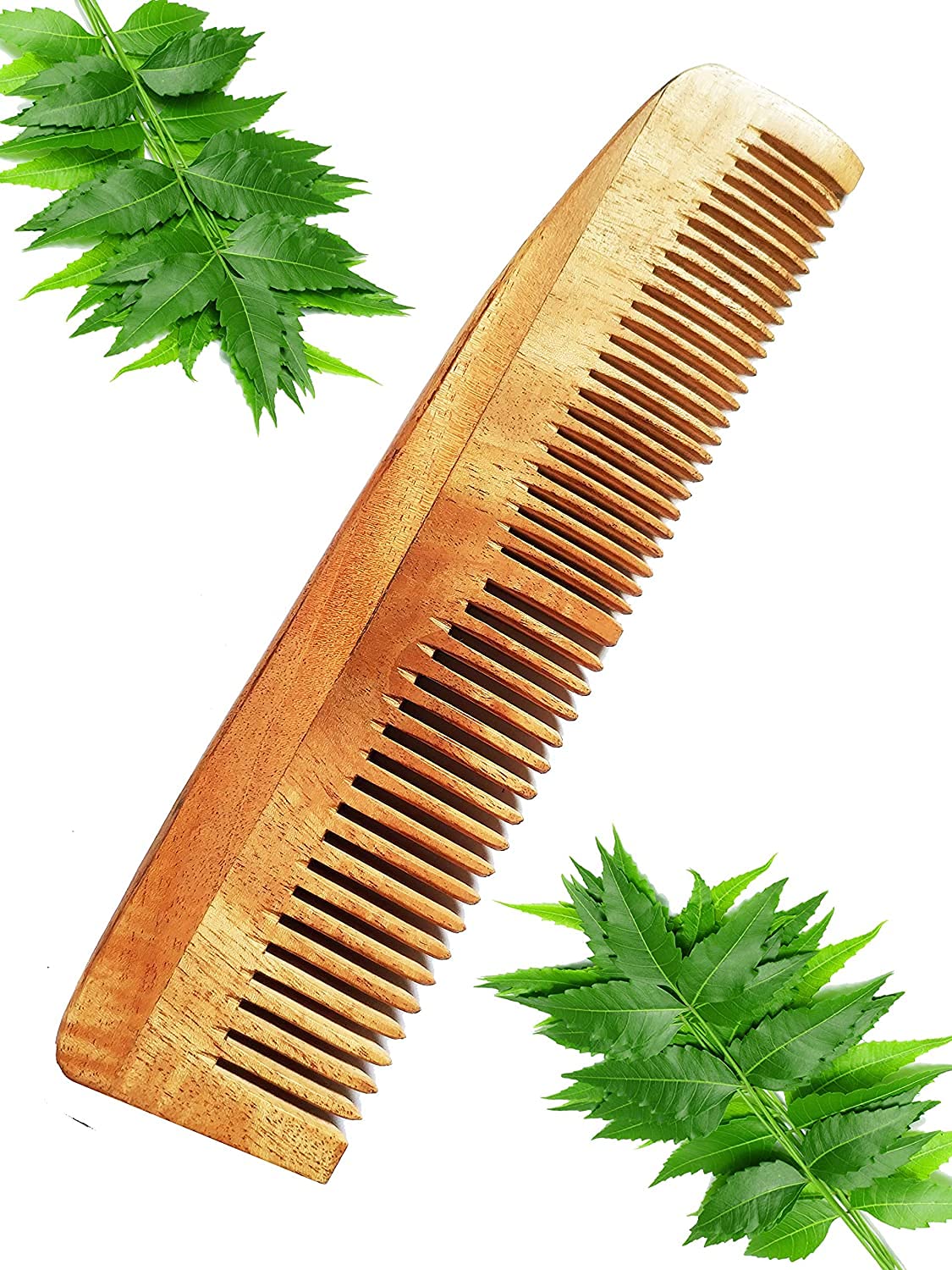 Natural Neem Wooden Comb for Men, Women & Kids - Anti-Dandruff, Hair Growth, Non-Static, Wide Teeth Design - Perfect for Daily Hair Care & Scalp Massage at Home