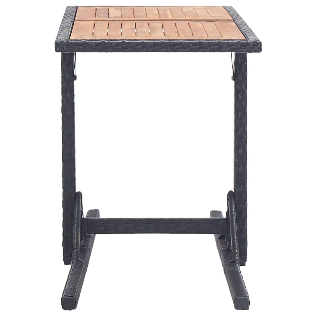 Tidyard Acacia Wood & Poly Rattan Coffee Table - Modern Side Table, Garden Table, Dining Table for Living Room, Patio, Outdoor & Indoor Use - Black Finish