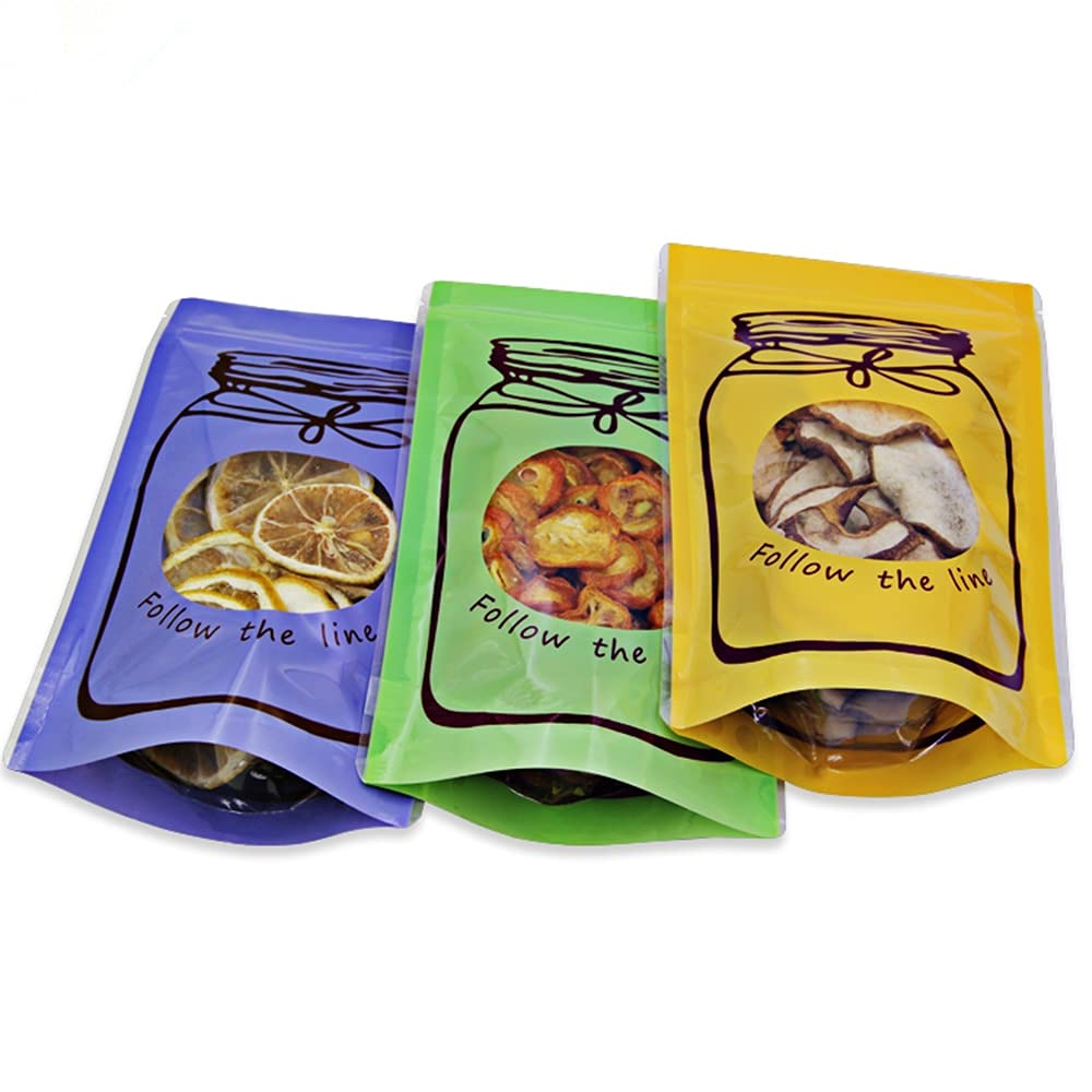 100Pcs 12x19cm Reusable Self-Seal Ziplock Doypack Bags - Moisture Proof Clear Plastic Pouch for Snacks, Candy, Coffee, Tea & Dry Food Storage | Airtight Zip Lock Packaging for Home, Office & Travel Use