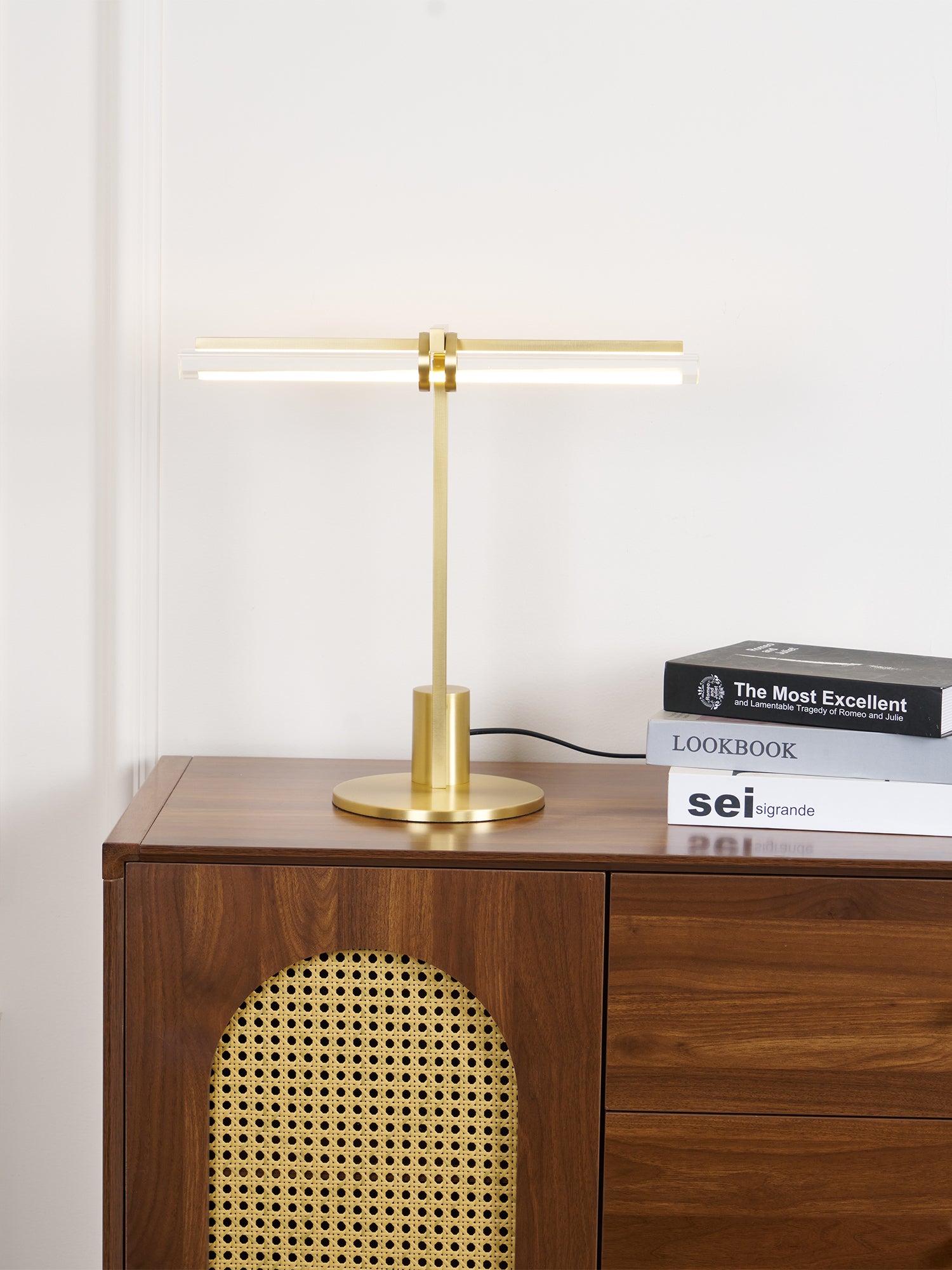 Modern Reed Table Lamp - Adjustable Brightness LED Desk Light for Home Office, Bedroom & Study - Perfect for Reading, Working & Nightstand Use