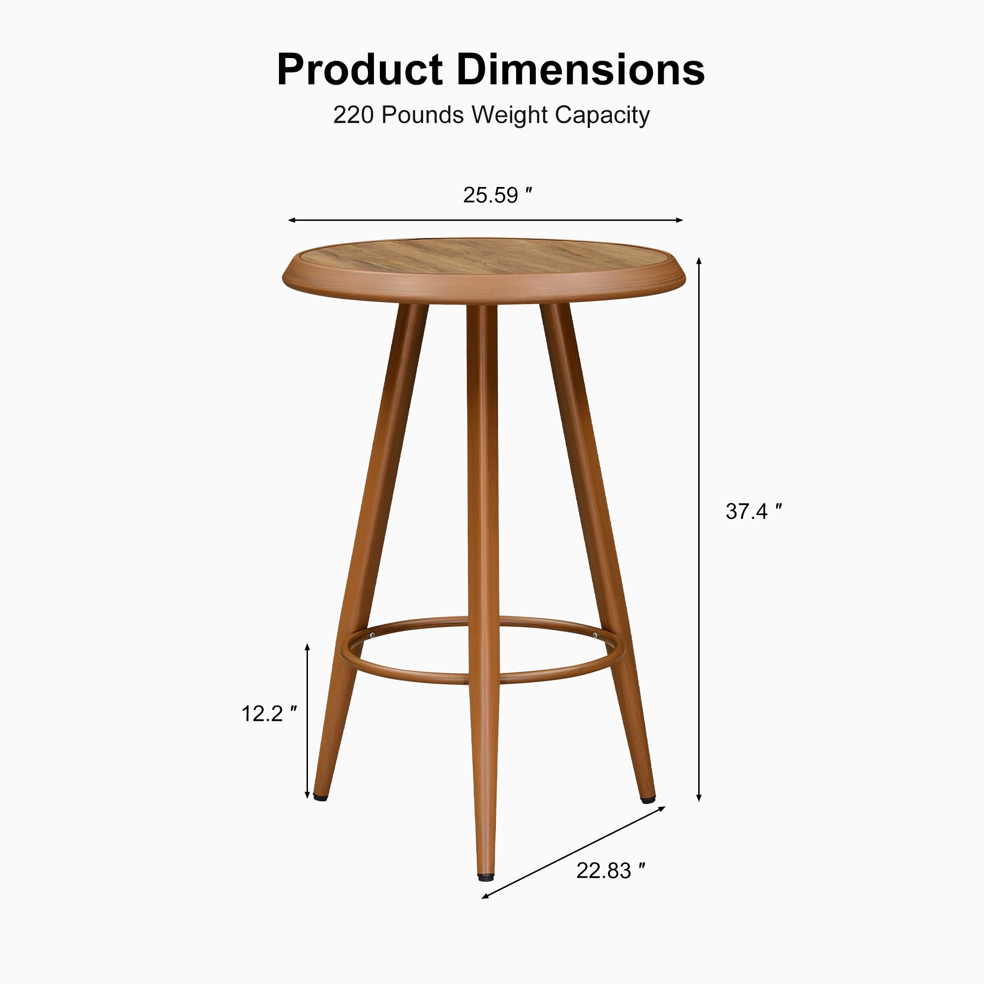 PURPLE LEAF Outdoor Round Bar Table - Modern Aluminum Bistro Table for Patio, Garden & Kitchen Island - Weather-Resistant Brown Furniture (Perfect for Outdoor Dining, Entertaining & Small Space Decor)