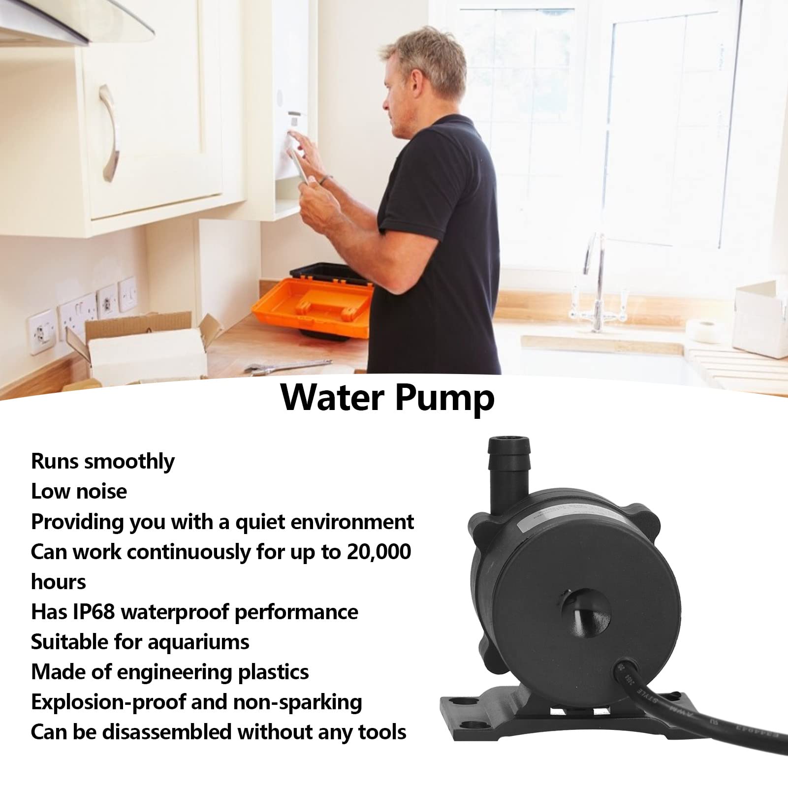 Submersible Water Pump - Mini Ceramic Explosion Proof Transfer Pump for Solar Water Heater, Dishwasher & Smart Toilet | Ideal for Home, RV & Marine Water Circulation Systems
