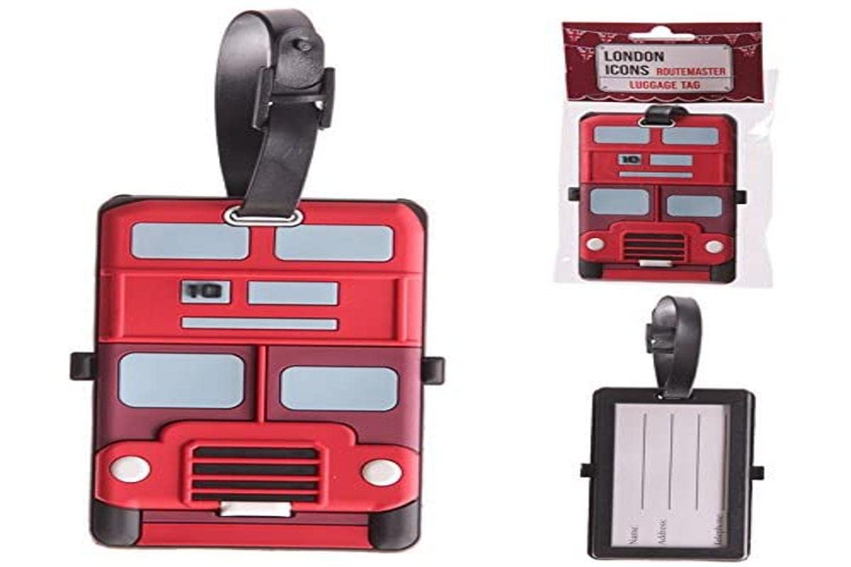 Red Routemaster London Bus Design PVC Luggage Tag - 10cm x 6cm x 0.5cm - Fun Novelty Travel Accessory for Suitcases, Backpacks & Carry-On Bags