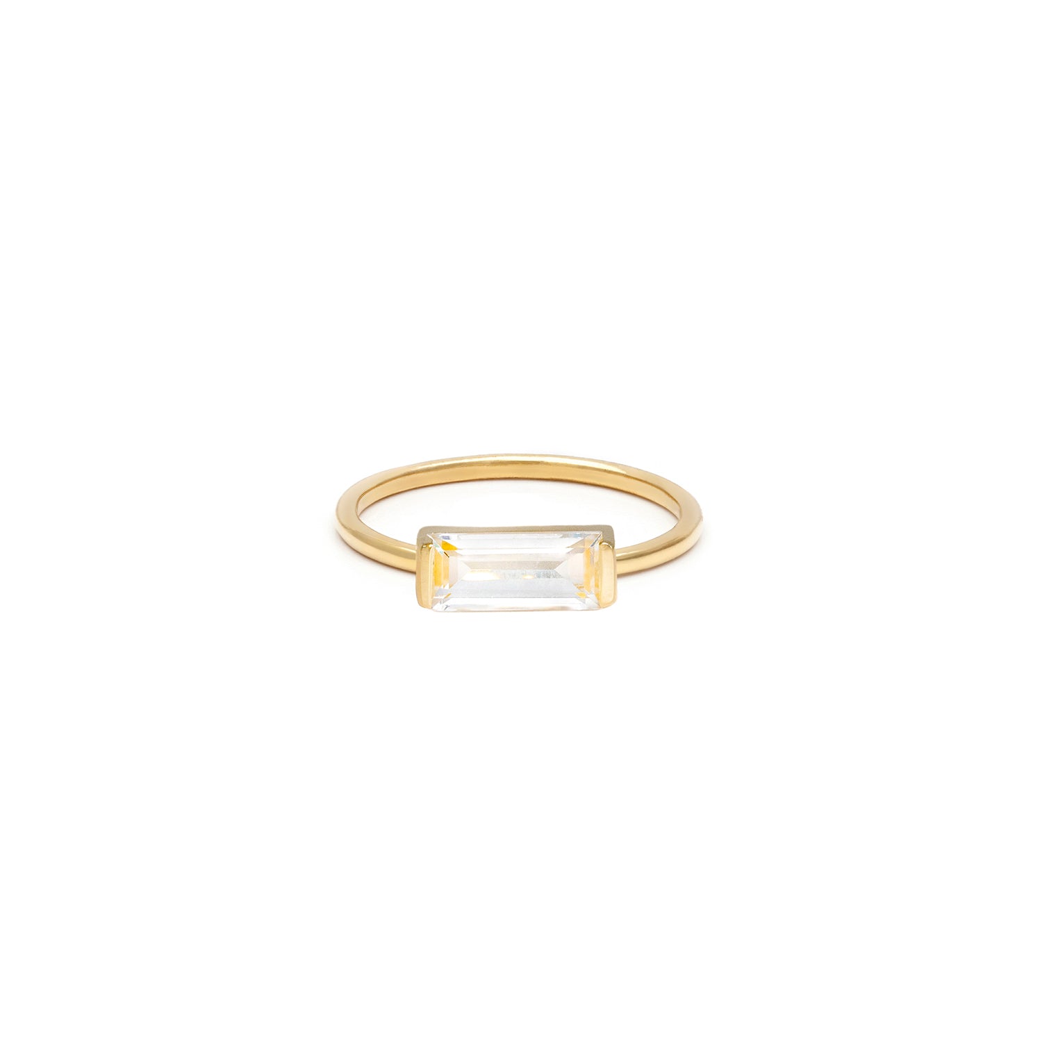 Novia Ring - 14K Gold Plated White Topaz Engagement Ring for Women | Elegant Promise & Wedding Band | Perfect for Proposals, Anniversaries & Special Occasions