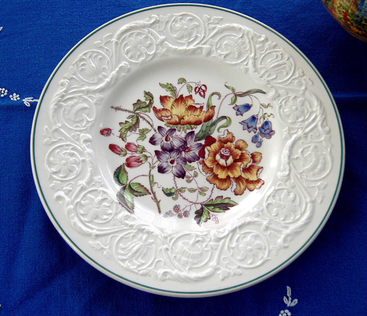 Vintage Wedgwood Bognor Floral Molded Patrician Lunch Plate - 1940s Flower Bouquet Design for Elegant Dining & Collectors | Perfect for Tea Parties, Antique Displays & Special Occasions