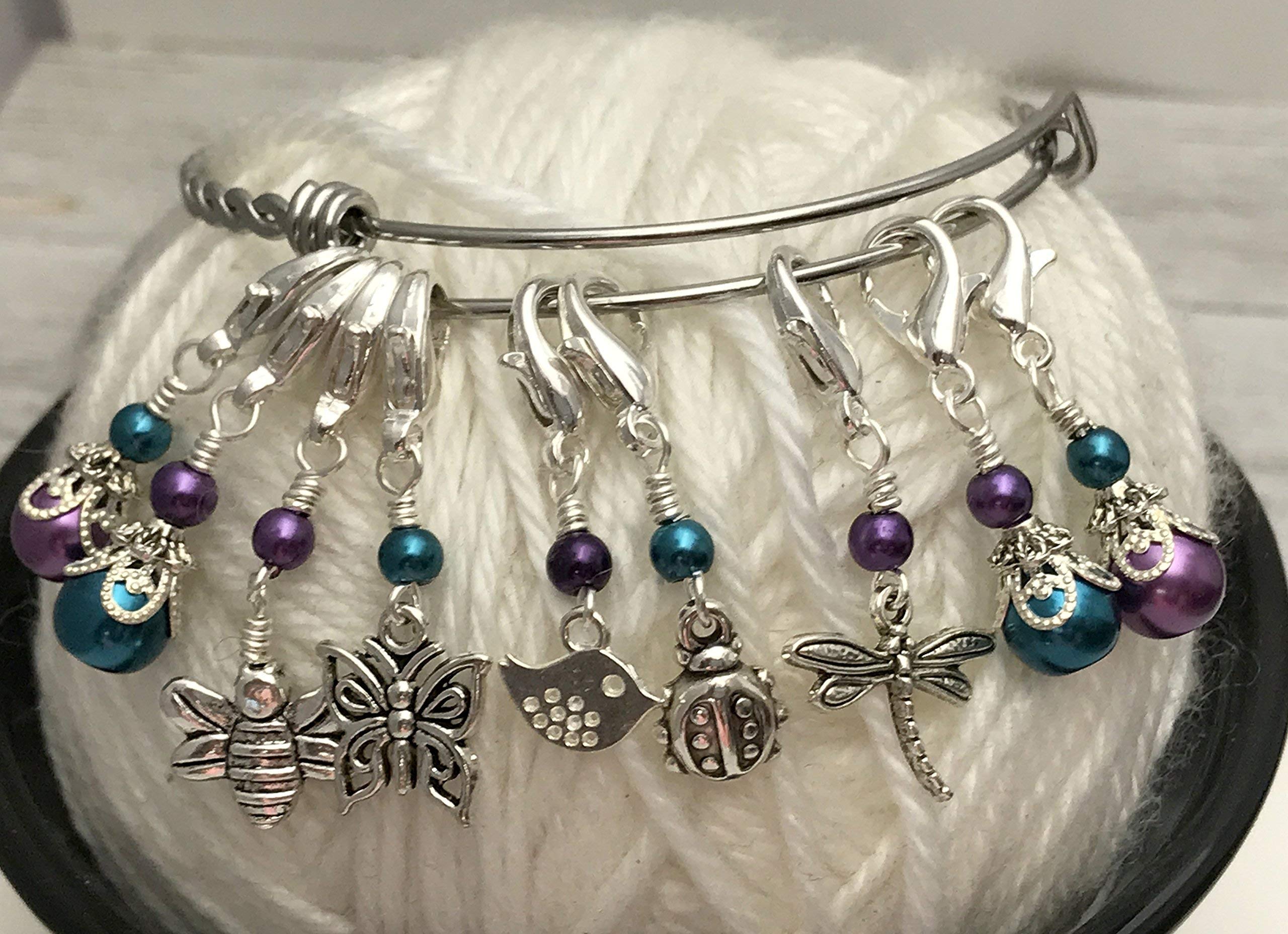 9-Piece Stitch Marker Charm Bracelet for Knitting & Crochet - Summer Friends Design | Perfect for Yarn Crafts, DIY Projects & Gift Giving