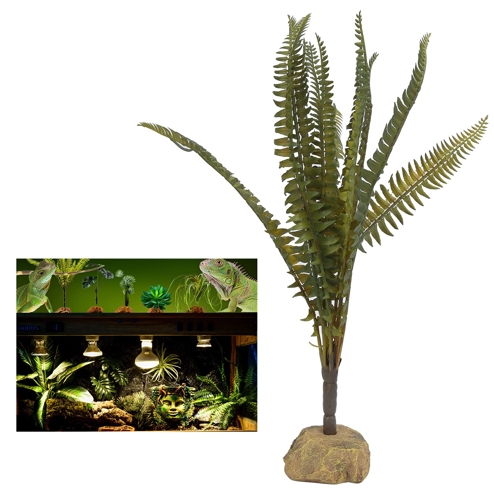Lifelike Artificial Boston Fern Plants for Aquarium & Reptile Terrarium - UV Resistant Fake Outdoor Plants for Landscaping - Perfect for Home, Office & Garden Decor