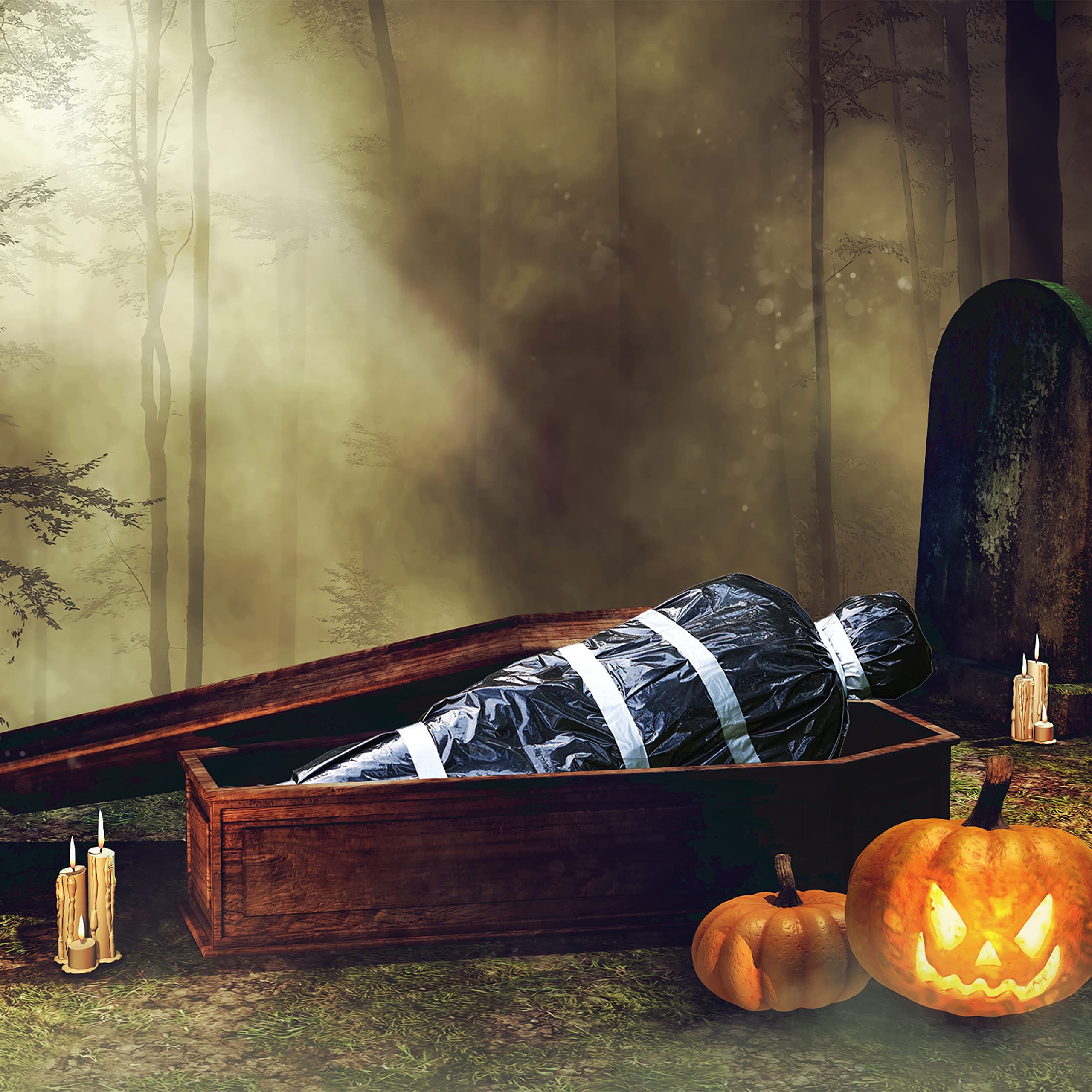 Halloween Inflatable Dead Body Bag Decoration - Crime Scene Fake Corpse Prop with Duct Tape for Outdoor Haunted House & Scary Party Decorations - Includes Air Pump | Perfect for Halloween Yard Displays, Spooky Parties & Haunted Attractions