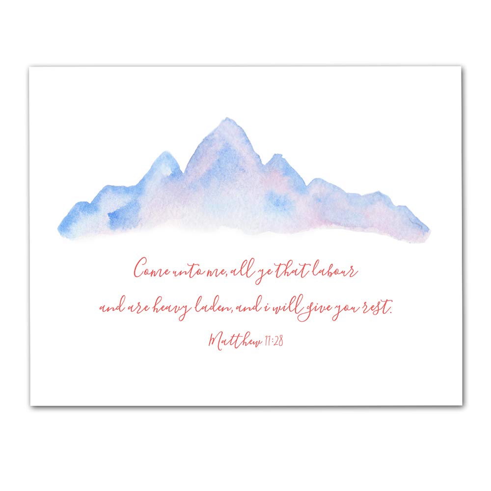 Matthew 11:28 Bible Verse Wall Print - Inspirational Gift for Home & Office Decor