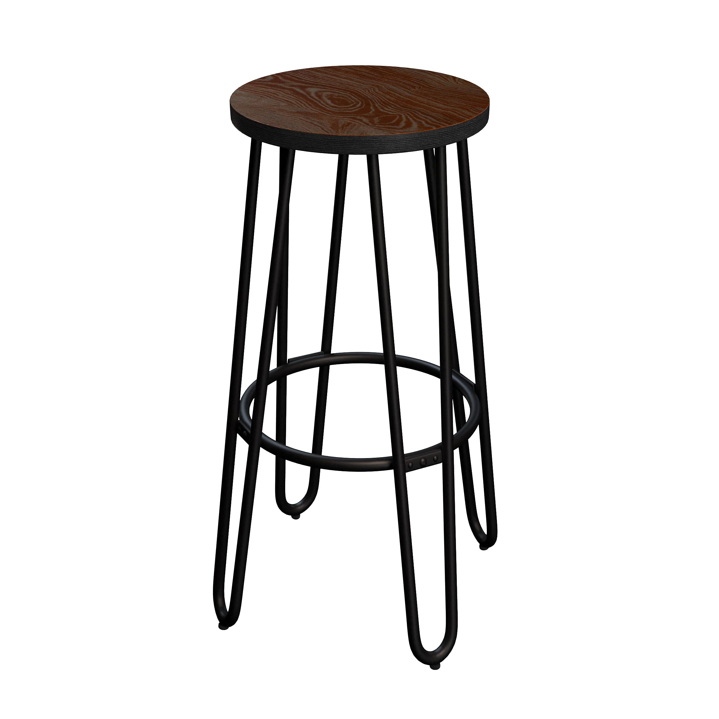Set of 2 Modern 24-Inch Bar Stools with Hairpin Metal Legs & Solid Wood Seat - Backless Counter Height Stools for Kitchen Island, Breakfast Bar, Dining Room or Home Pub - Lavish Home