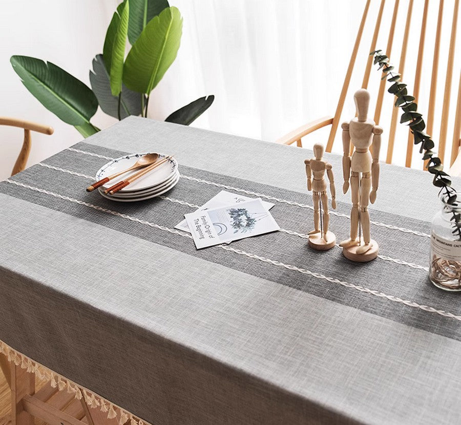 Modern Large Rectangle Table Cover - Cotton & Linen Tablecloth for Dining Room, Kitchen, Oval Tables | Waterproof & Washable for Everyday Use, Parties & Special Occasions