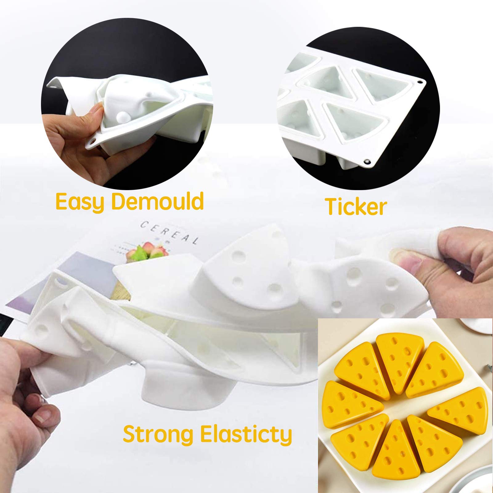 3D Silicone Baking Mold for Mousse Cake, Ice Cream & Chocolate - Cheese Shape Silicone Mold for Pastry, Candy & French Desserts | Perfect for Cake Decoration, Home Baking & Party Treats