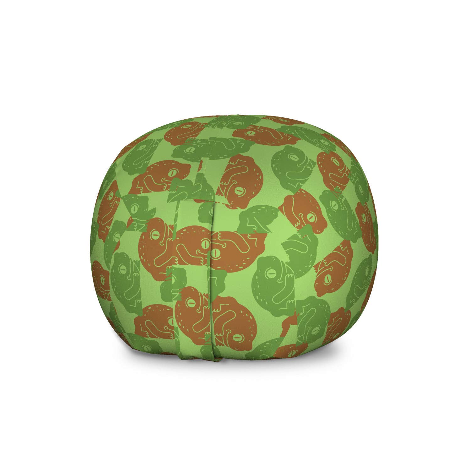 Ambesonne Animal Storage Toy Bag Chair - Large Washable Stuffed Organizer with Abstract Camouflage Frog Design in Caramel Fern Green | Kids Room Decor, Playroom Storage, Nursery Organization