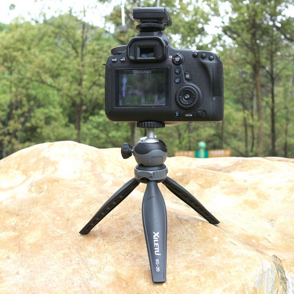 Compact Mini Tabletop Tripod Stand for Smartphones & Cameras - 3-Section Adjustable Height up to 10