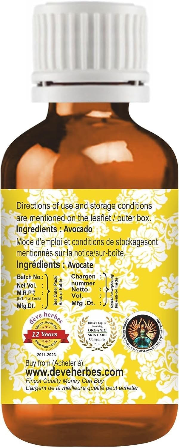 Pure Cold-Pressed Avocado Oil (Persea americana) - 15ml Natural Therapeutic Grade for Skin & Hair Care - Perfect for Massage, Cooking & DIY Beauty Recipes