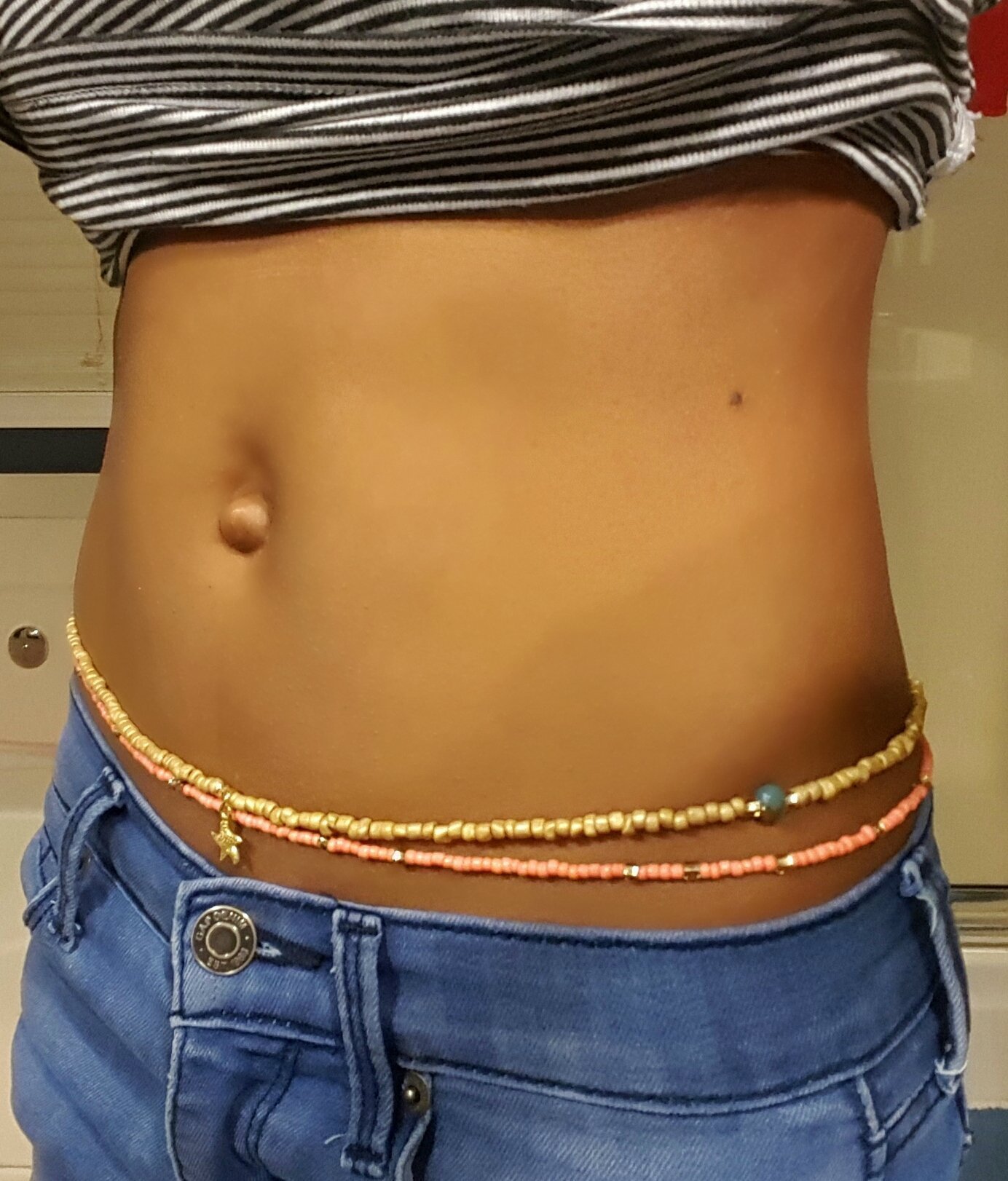 African Waist Beads for Women - Stretchable Seed Bead Belly Chain Body Jewelry - Minimalist Tribal Accessory for Belly Dance, Festival, and Boho Fashion