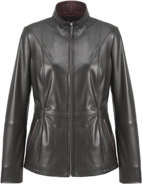 Bigardini Women's Italian Genuine Lambskin Leather Jacket - Stylish Real Leather Biker Jacket for Women | Perfect for Motorcycle Riding, Night Out & Fall Fashion