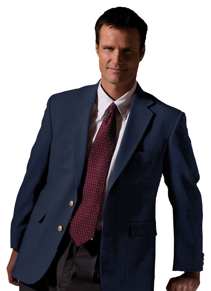 Premium Edwards Men's Hopsack Wool Blend Blazer - Navy Blue, Size 44 | Classic Business & Formal Wear for Office, Weddings & Special Occasions