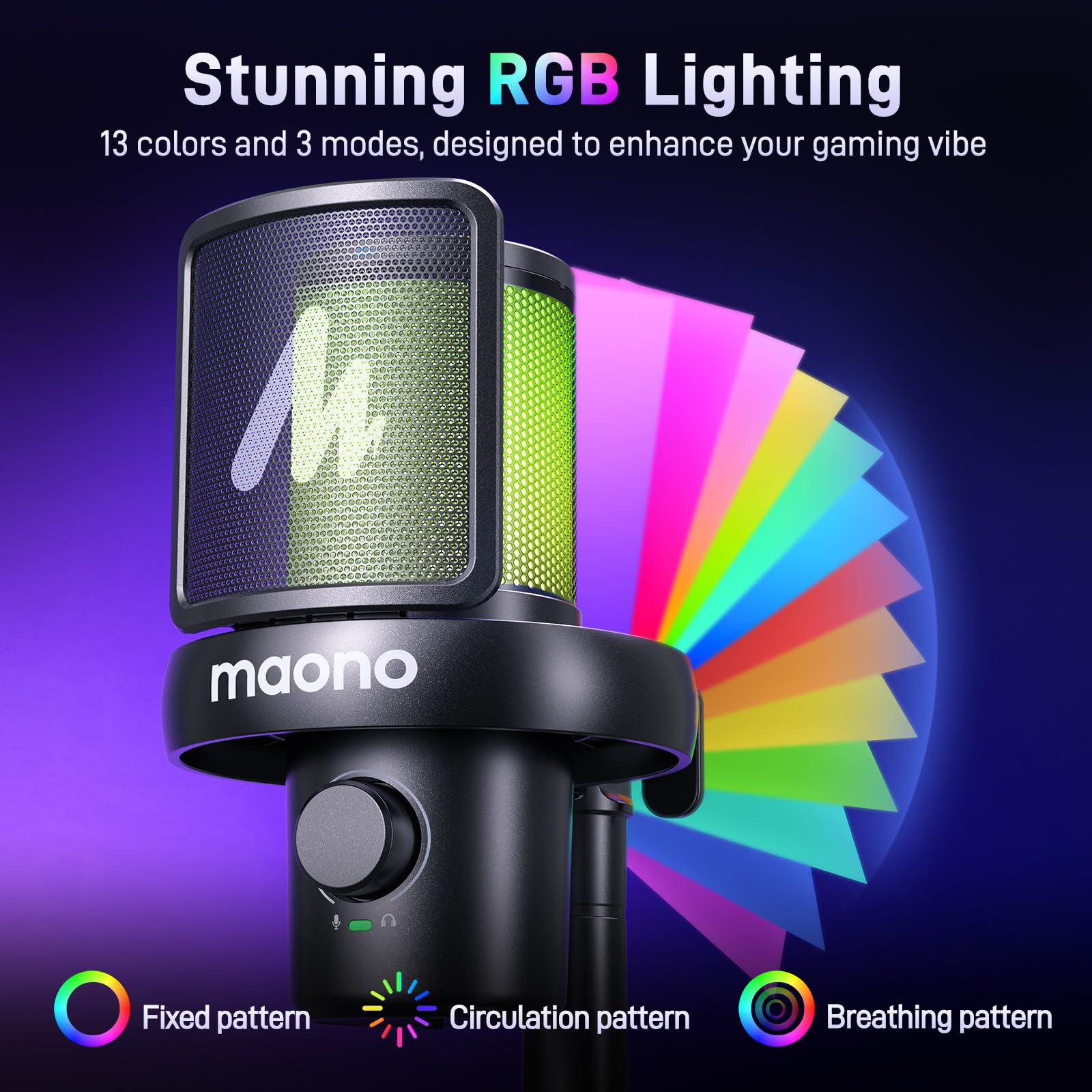 MAONO DM40-Black USB Wireless Microphone for PC & Laptop - AI Voice Changer, 3-Level Noise Cancellation, Custom EQ & Gain Control - Perfect for Gaming Streaming, Podcasting & Voice Recording (Ideal for Twitch, YouTube & Discord)