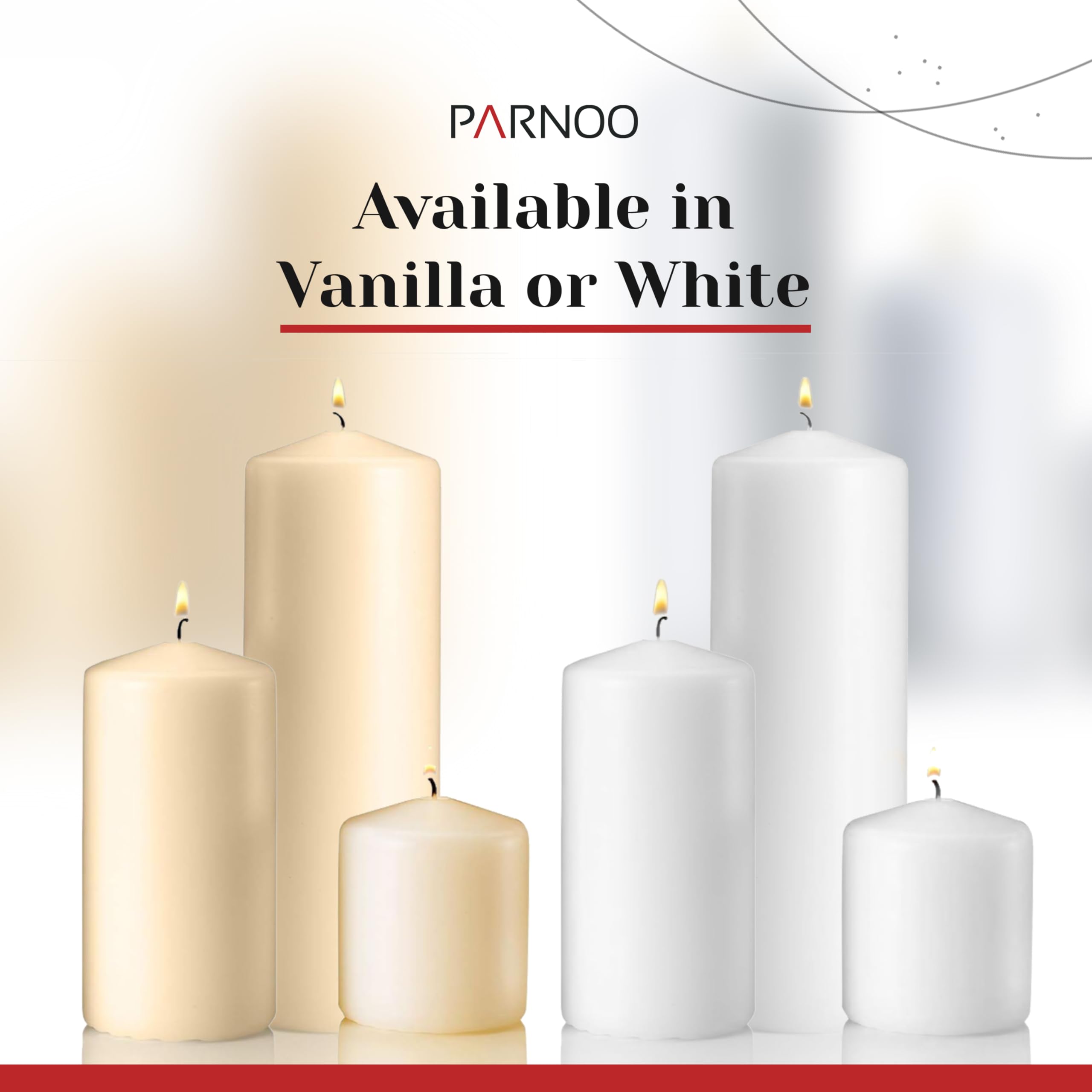 PARNOO Ivory Pillar Candles Set of 3 - Dripless Unscented Decorative Candles (3x3, 3x6 & 3x9 Inches) for Wedding Centerpieces, Home Decor, Table Settings & Romantic Ambiance