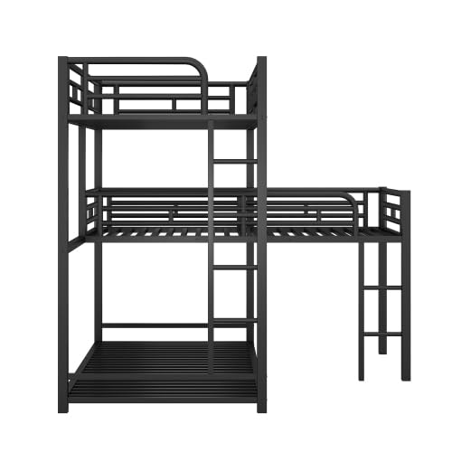 Sturdy Metal Triple Bunk Bed - Twin Over Twin Over Twin Bed Frame with Built-in Ladder & Safety Guardrails for Kids, Teens, Boys & Girls | Space-Saving Solution for Dorms, Hostels & Kids' Shared Bedrooms